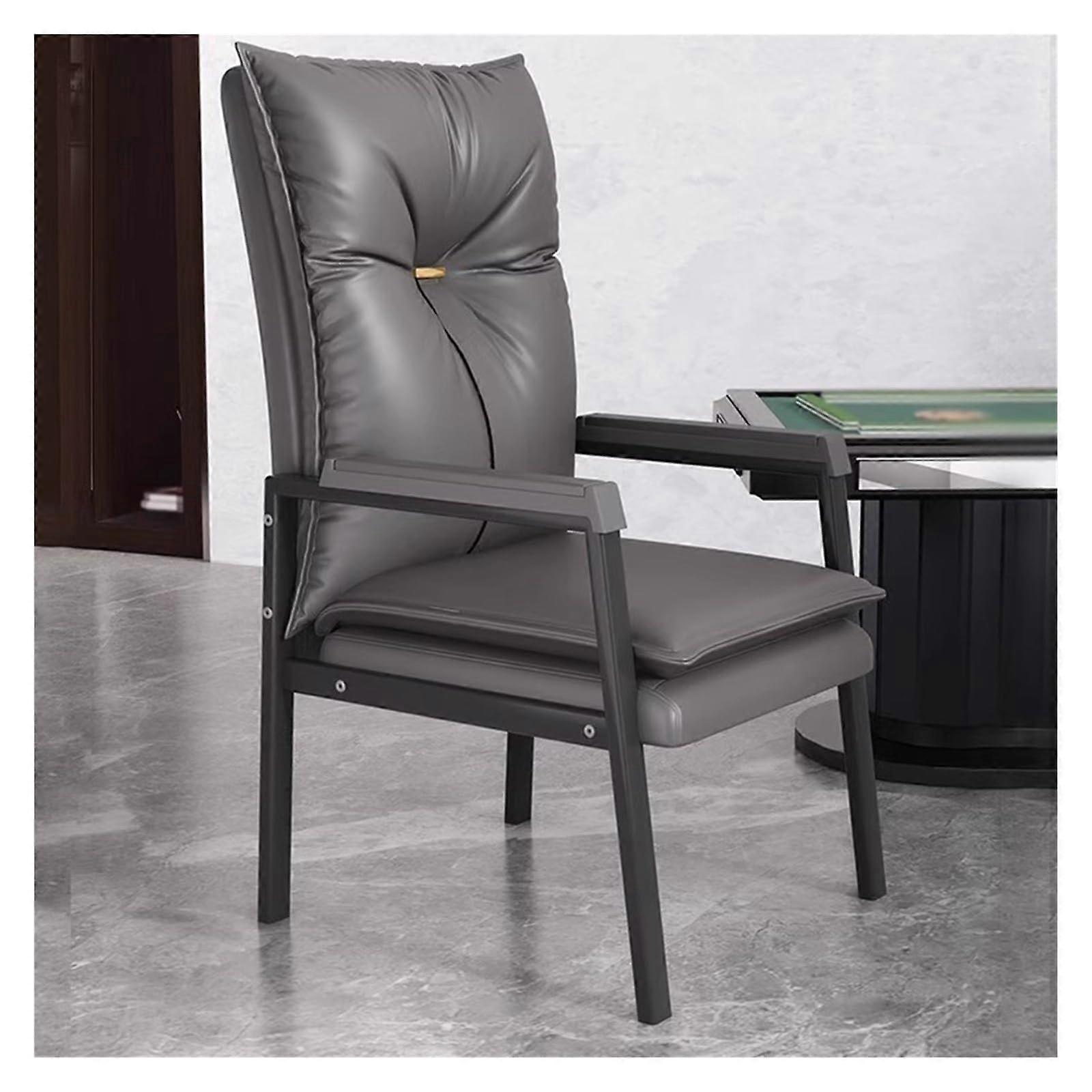 Modern Guest Reception Chair With Padded Armrest And Lumbar Support, Back, Gray Upholstery, One Size