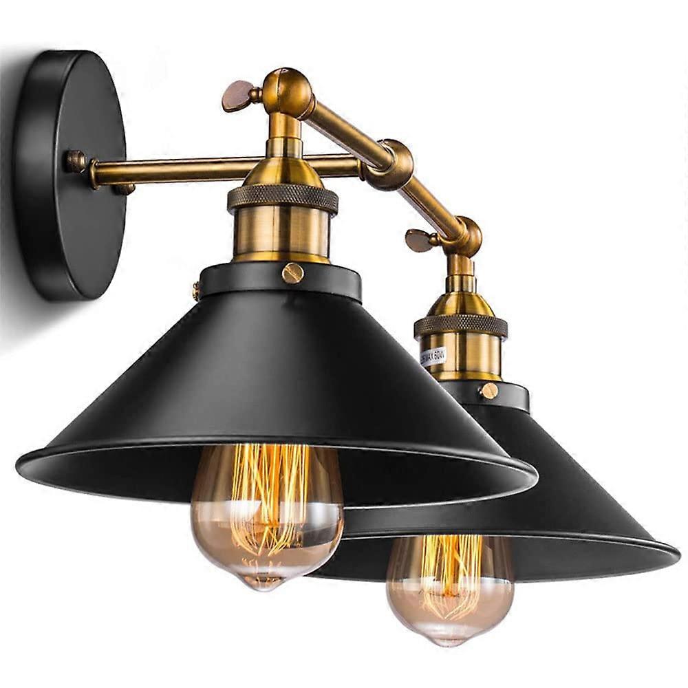 Indoor Wall Light Black Industrial Wall Sconces DoubleHead Lamps E26 Socket Plated Finish