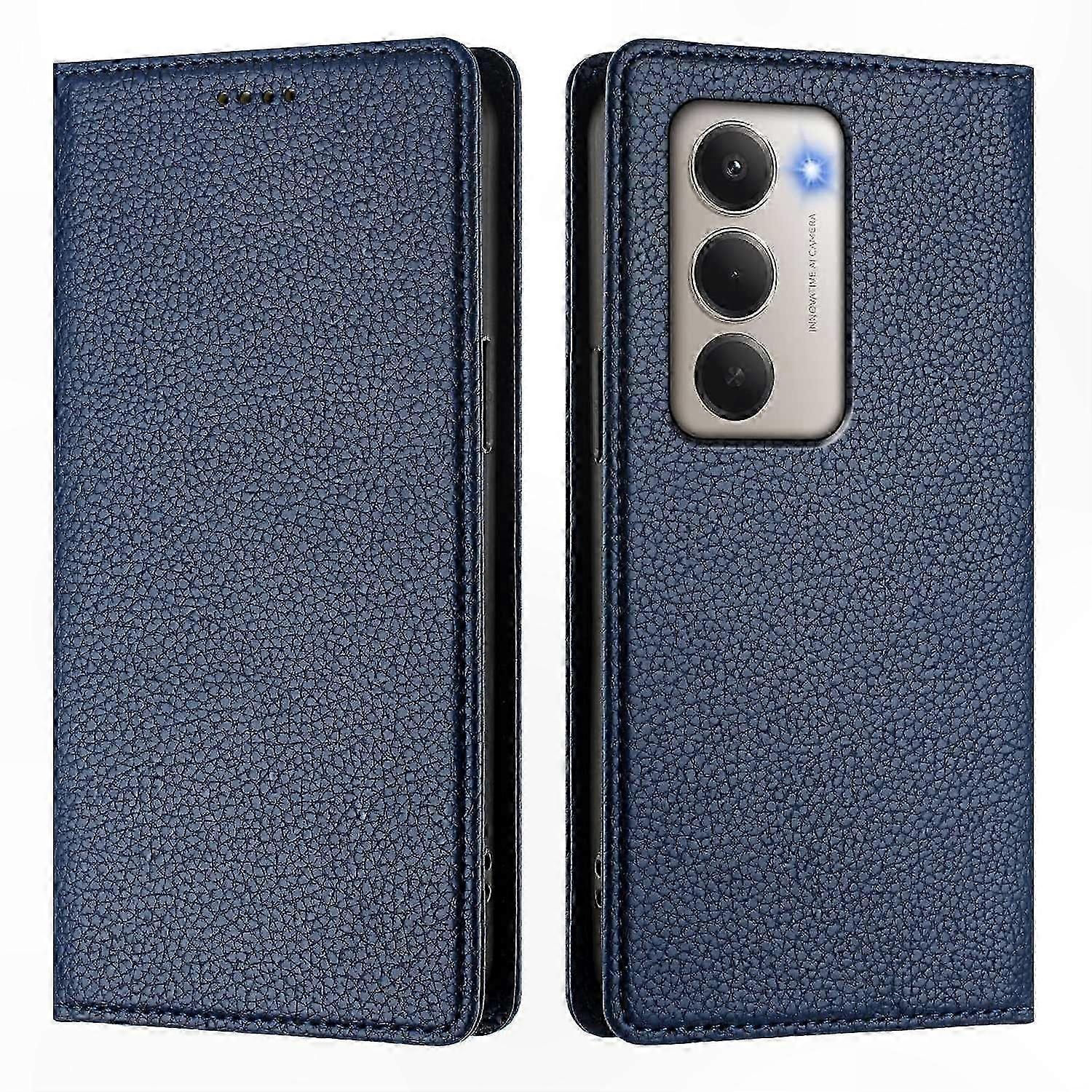 RFID Blocking Wallet Case with Litchi Texture Leather for 5G Smartphones