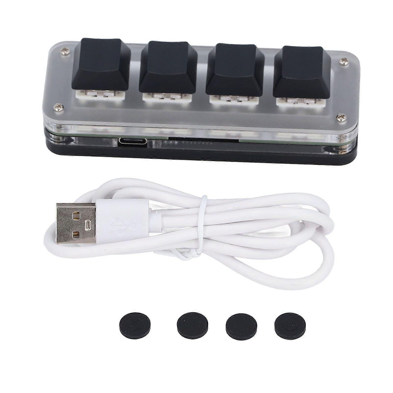 4 Key Mini Keypad USB C Wired Dustproof Red Switch Programmable Customized Mini Mechanical Keypad with RGB Light