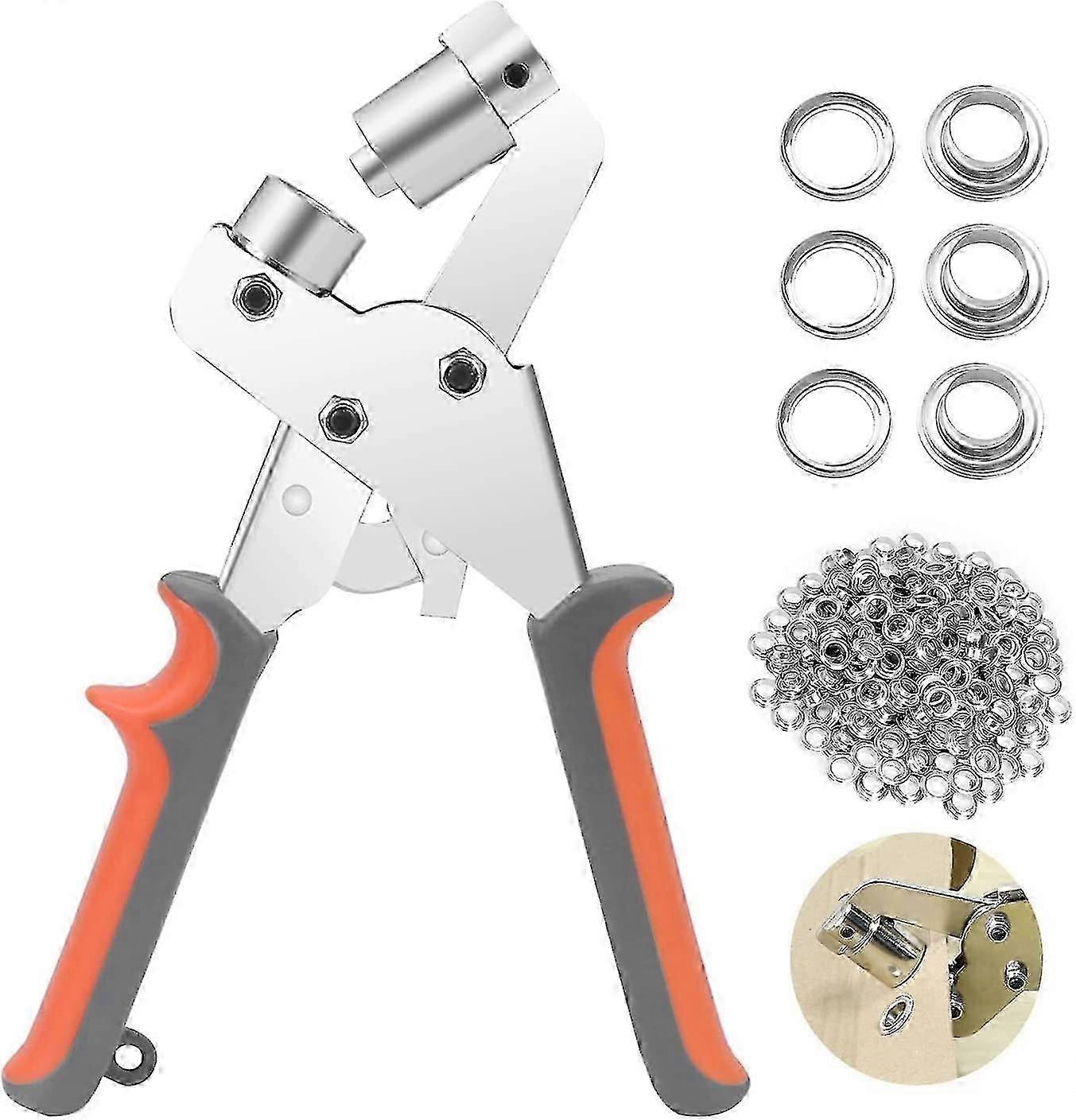 Professional Eyelet Puncher Set with 100 Metal Grommets - Ideal for UK Craft and DIY Projects