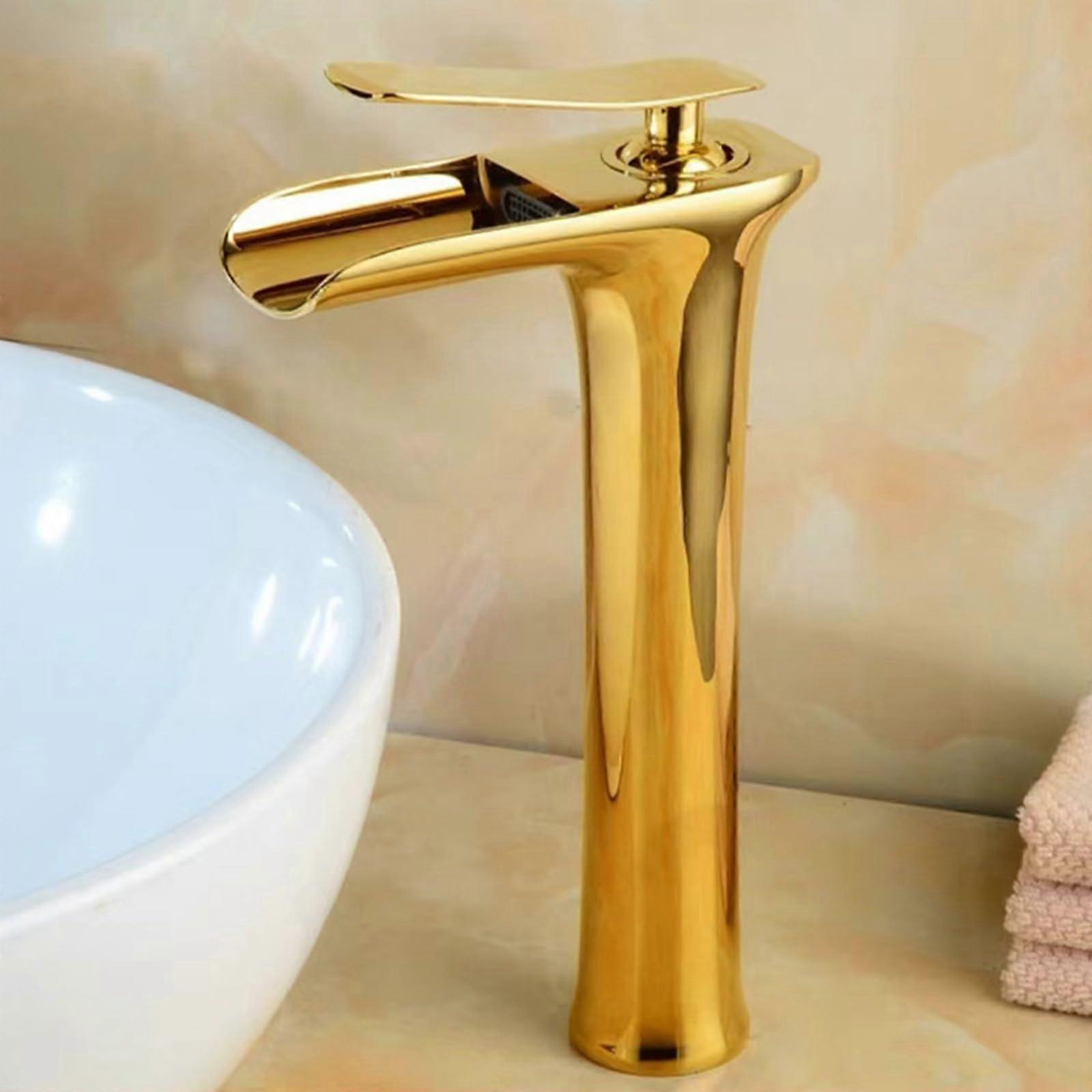 Bathroom Faucet Single Hole Lavatory Mixer, Modern Waterfall Sink Tap, Arc Basin Mixer
