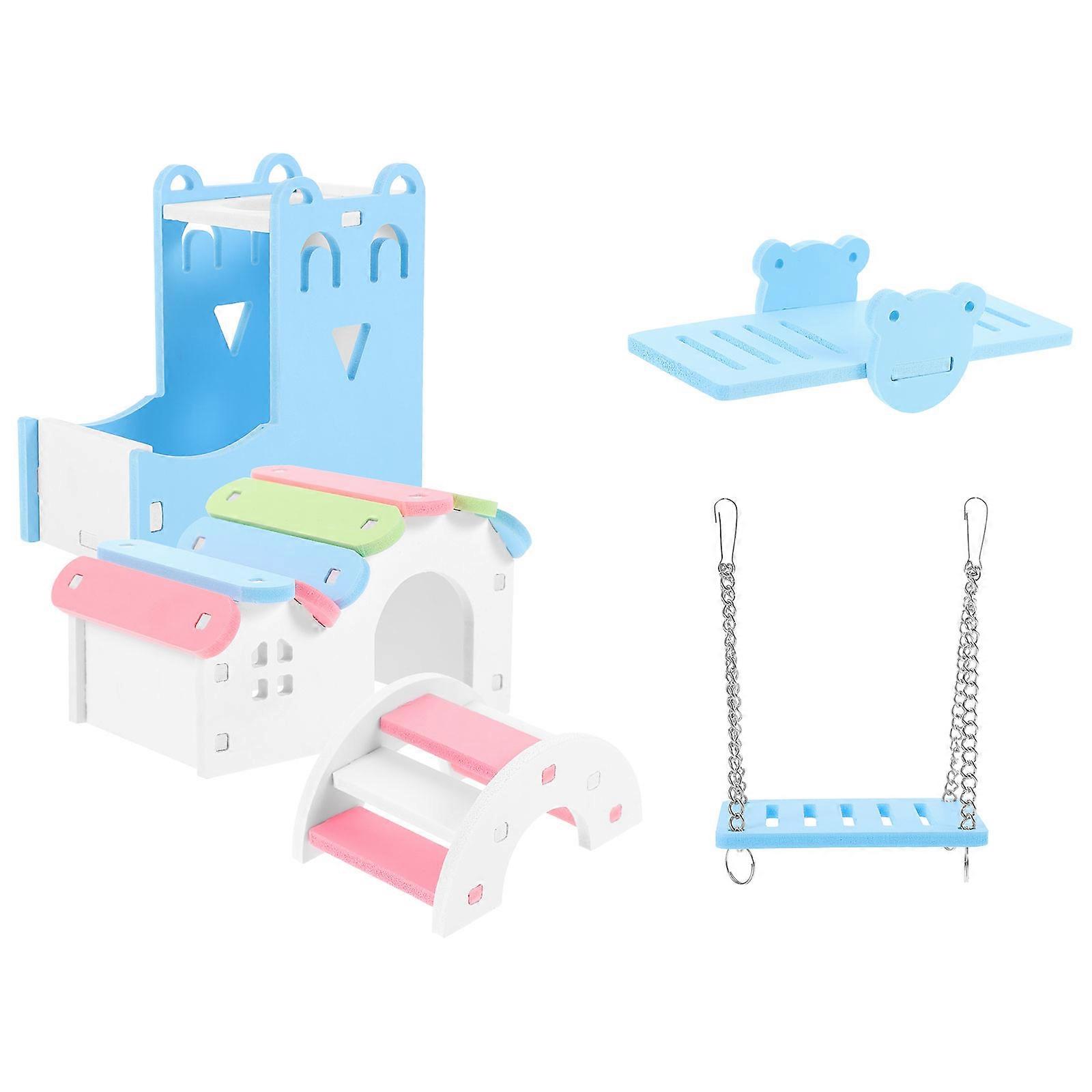 Hamster Cabin Toy Collection for Pet Enjoyment 5Pcs Colorful PVC