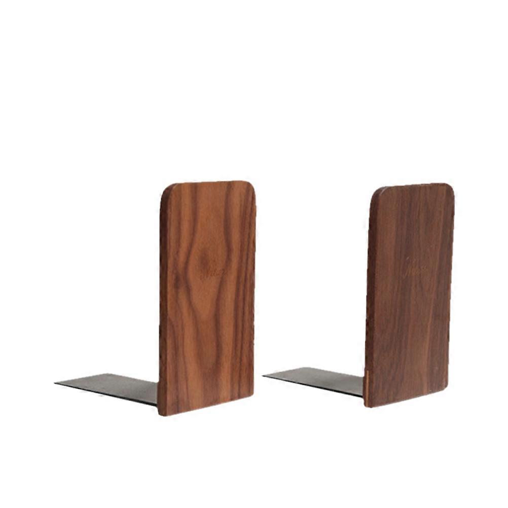 Bookends Shelves Black Walnut for Home Use with 4Pcs Light Brown Supports
