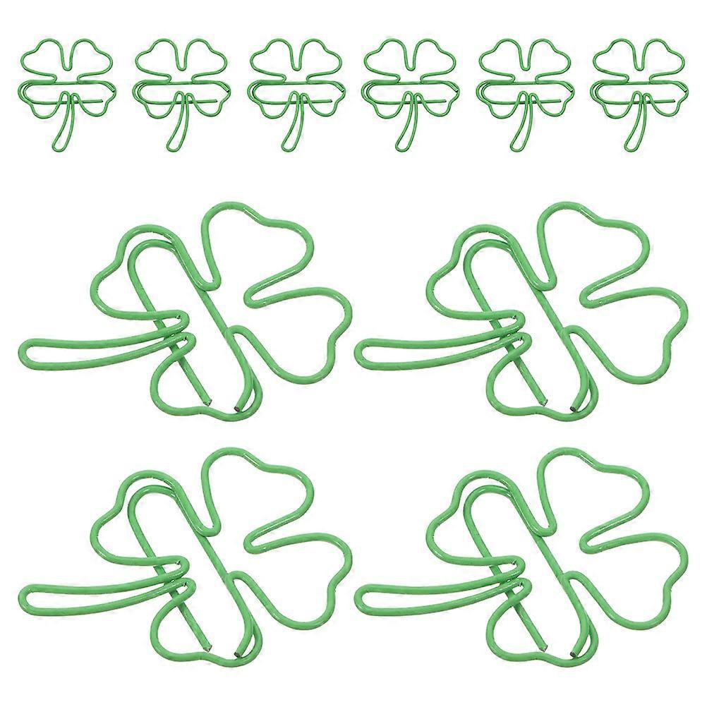 Metal Four Leaf Clover Paper Clips for Office Use 100Pcs Green Decorative Clips