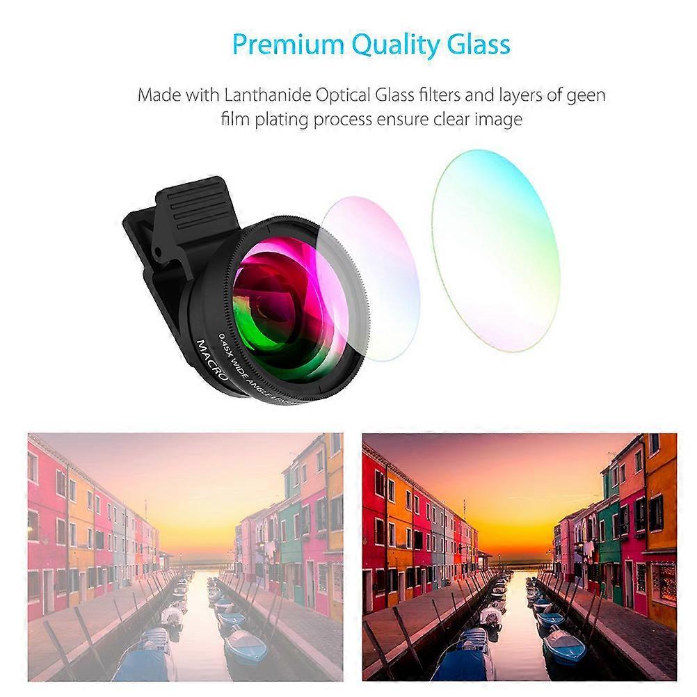 Smartphone Camera Lenses Wide Angle Macro Lens No Distortion Hd Selfie 2Set