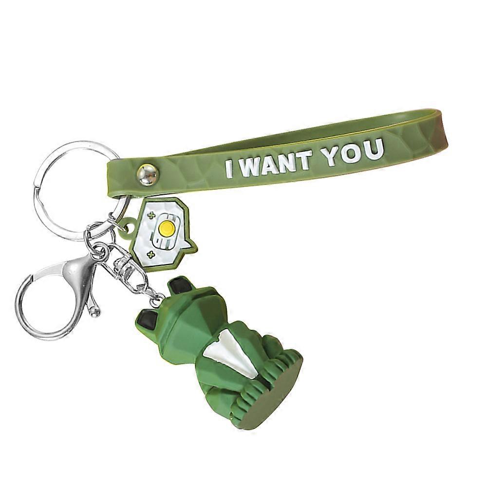 6 Pcs Geometric PVC Keychains Keyring For Daily Use And Gift Giving With Lanyard In Green Color