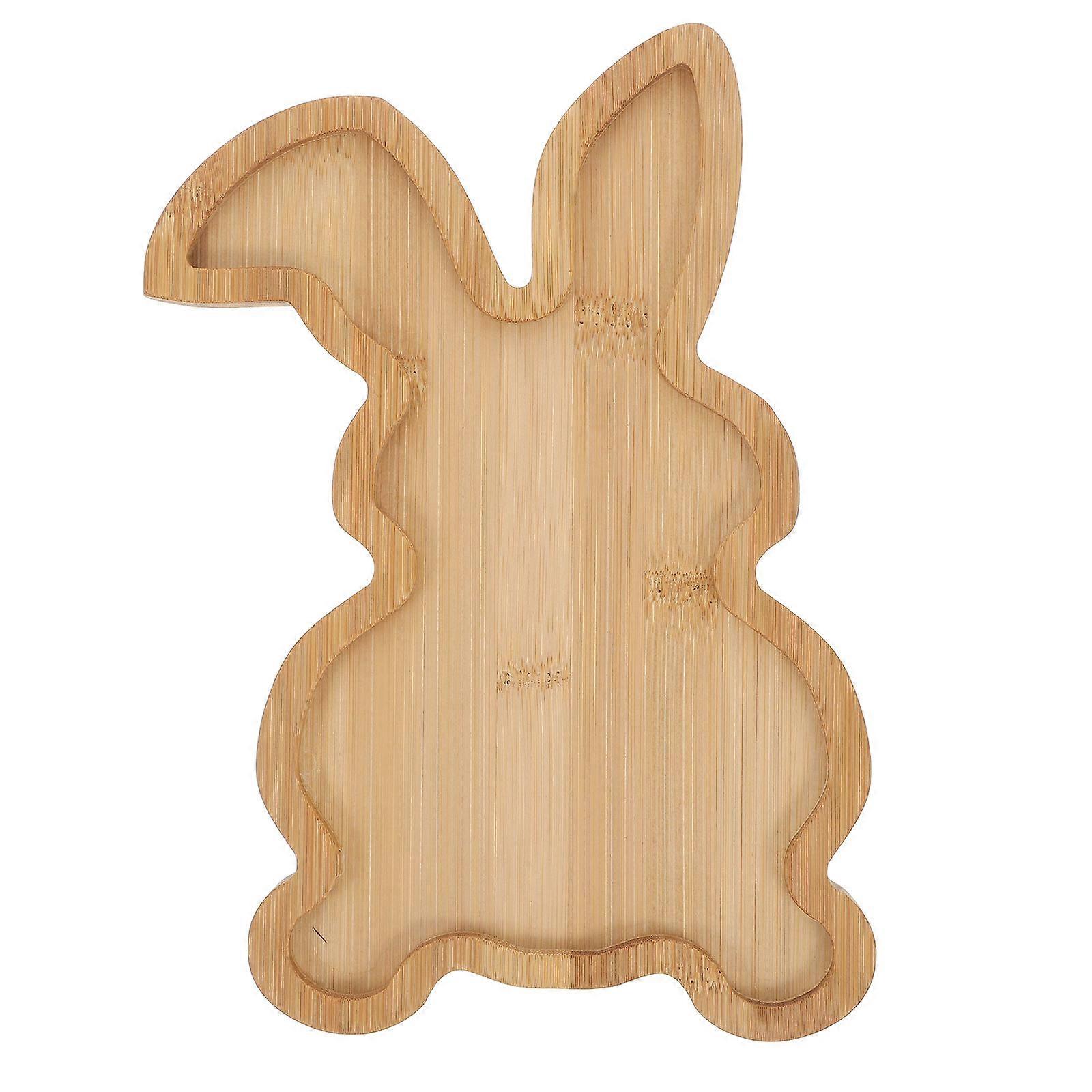 Farmhouse Easter Bunny Tray Wooden Serving Dish for Snacks 3Pcs Pack