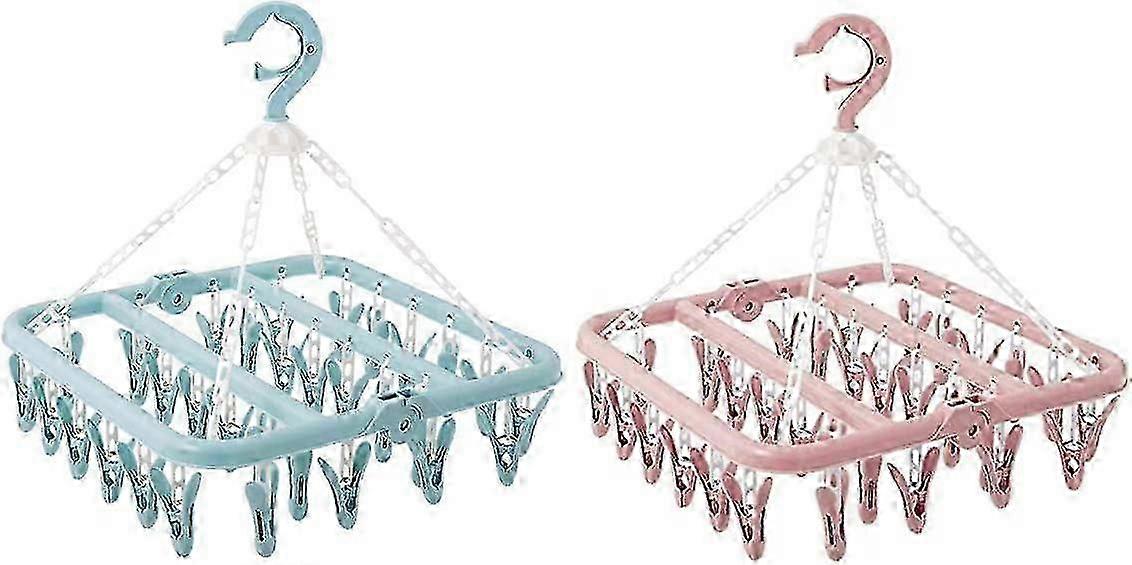Foldable Underwear Hanger with 32 Clips - Windproof Laundry Drying Rack for Clothes 2025