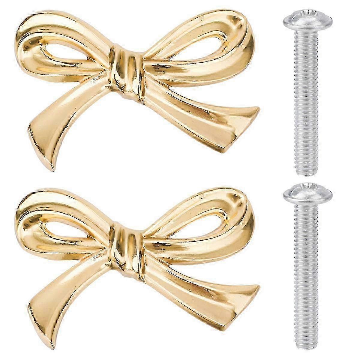 2pcs Gold Brass Bow Dresser Knobs, Vintage Bow Shape Drawer Pull 2025