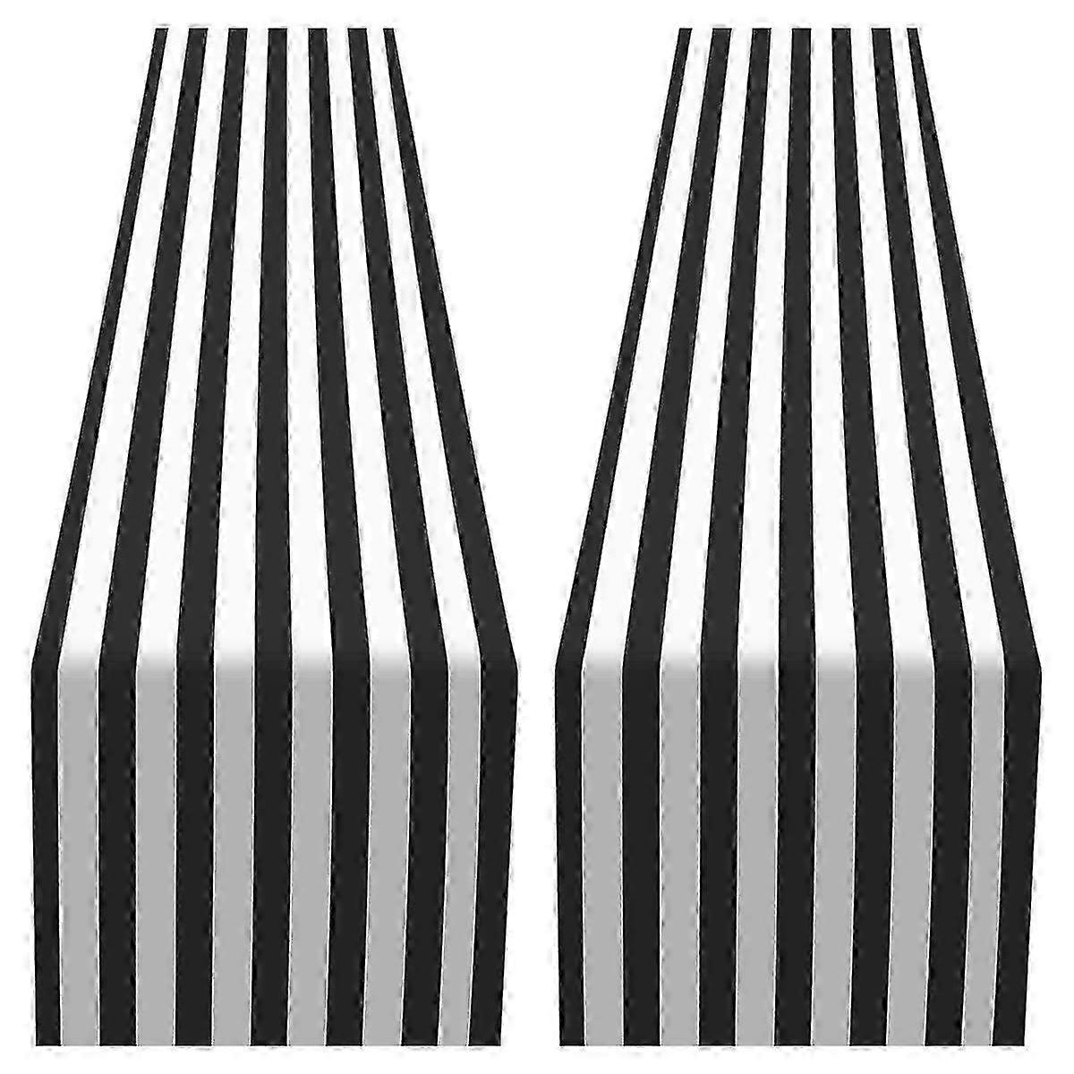 Table Runner, 2pcs Striped Polyester Table Decor for Indoor Outdoor Events Family Dinner