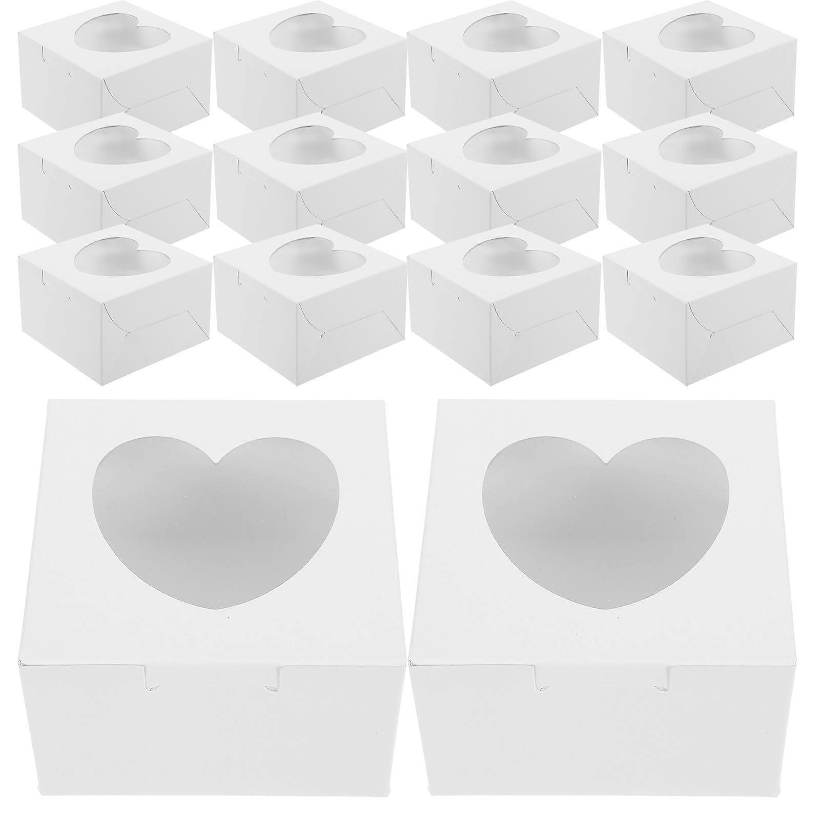 Bakery Boxes with Window Heart Shaped Container for Party Use 25Pcs White