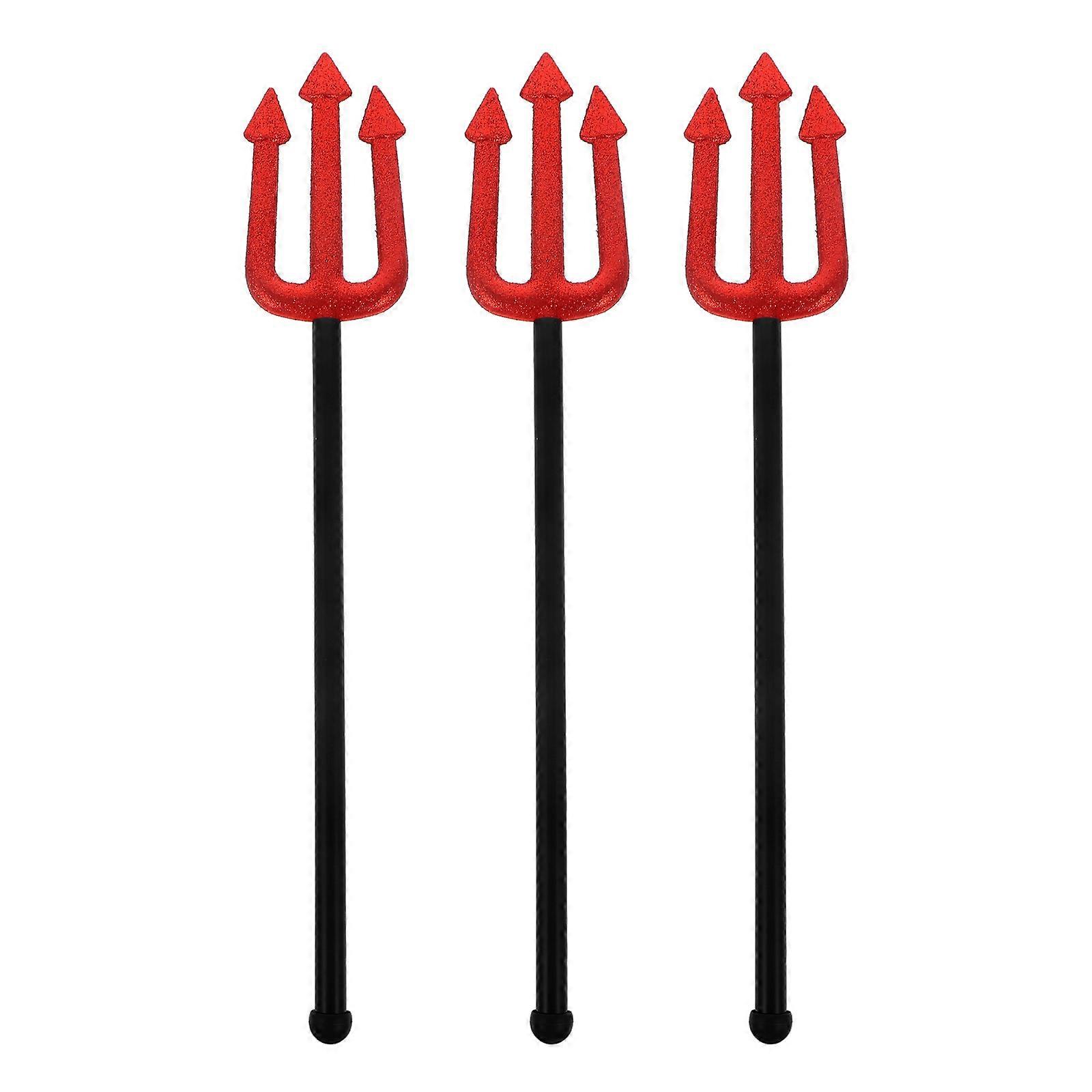 Fork Prop for Halloween Decor 6Pcs Red Plastic Pitch Fork Set