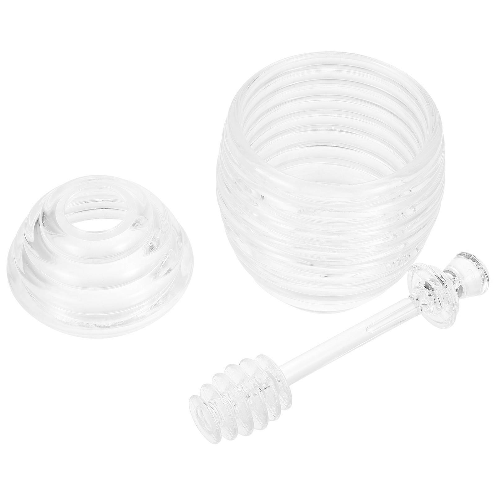 Honey Jar with Dipper for Storage Use 3Sets Transparent Syrup Jar