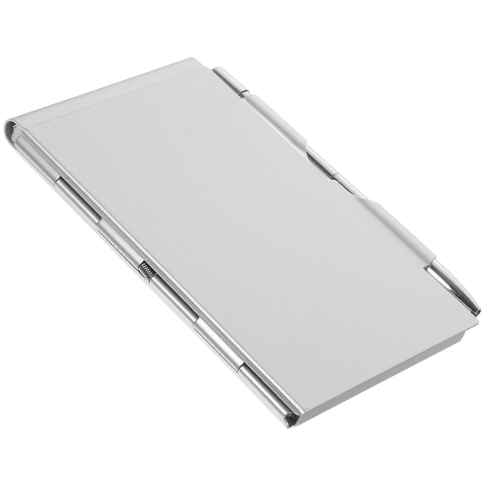 Pocket Notebook with Pen for Office 4Pcs Metal Silver Mini Notepad