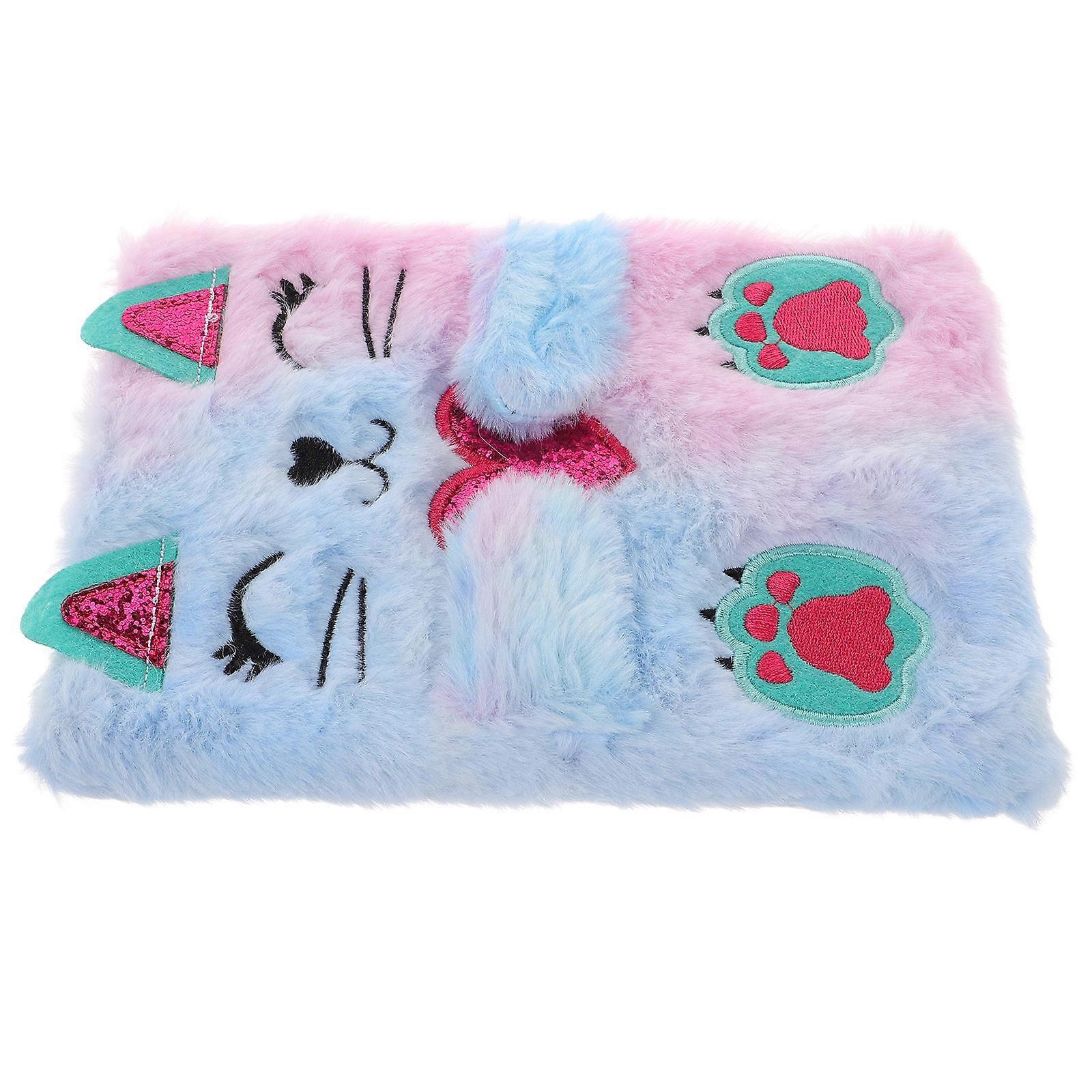 Cartoon Cat Notebook 2Pcs Decorative Writing Book Suitable For Daily Use School Office Home 21.5X16CM Plush Cover