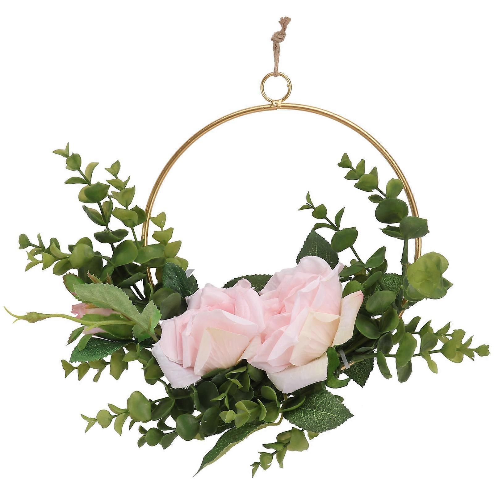 Rautainen geometrinen kukkaseppele kukkakoristeeksi, 1 kpl, vaaleanpunainen sisustus