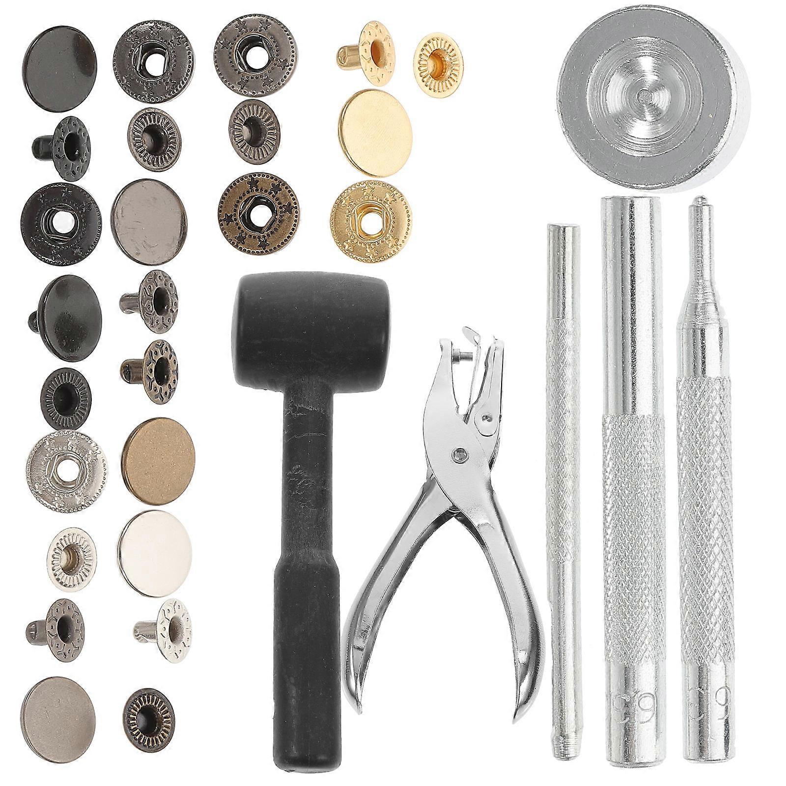 Snap Button Kit Metal Snap Fasteners for Clothes 4Sets Assorted Color