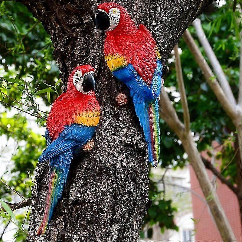 Realistic Parrot Resin Bird Animal Ornament Hanging 31cm Look Right Blue