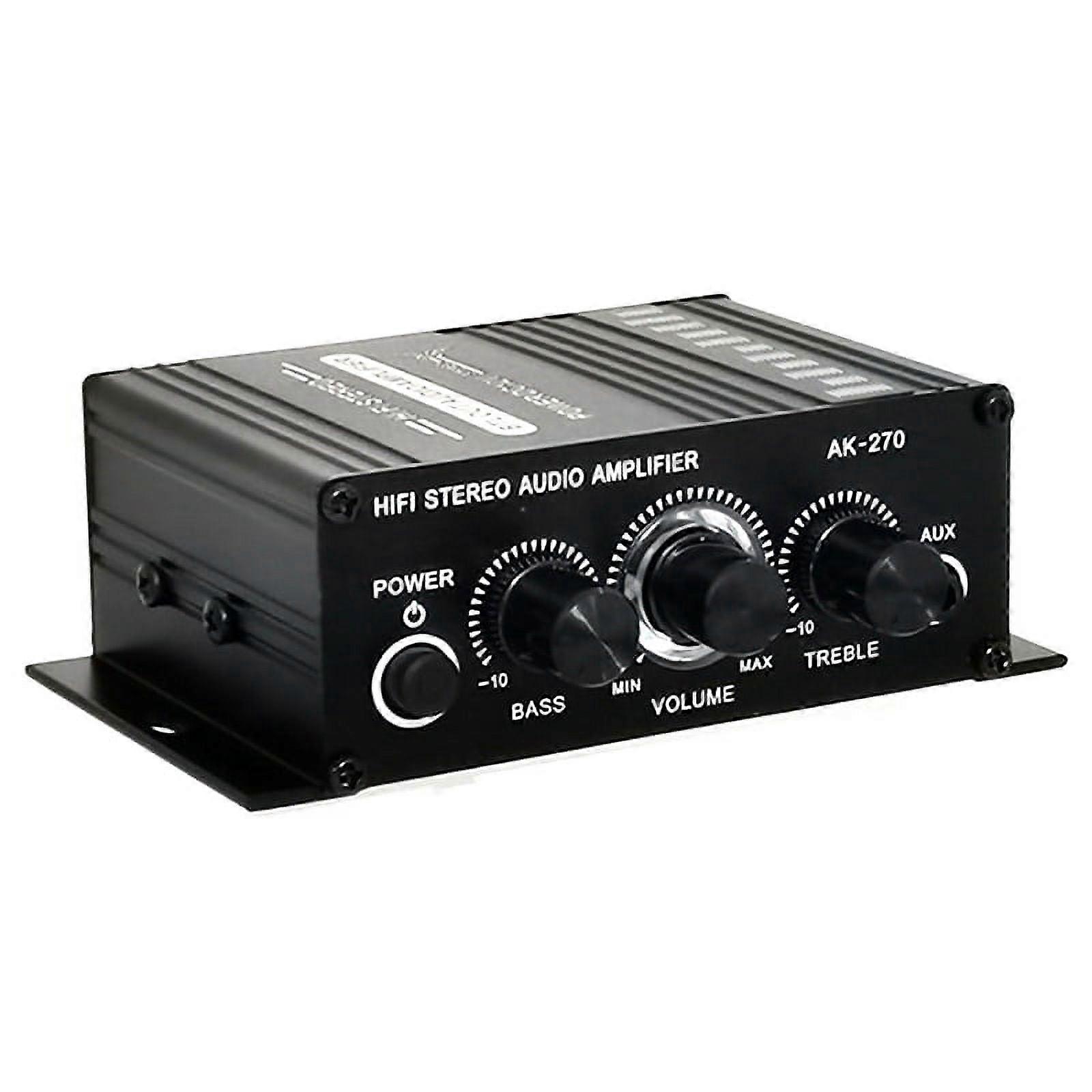 -270 AK270 12V Mini HIFI Power Amplifier Audio Home Car Theater Amplifier 2 Channel Amplifier USB/SD AUX Input