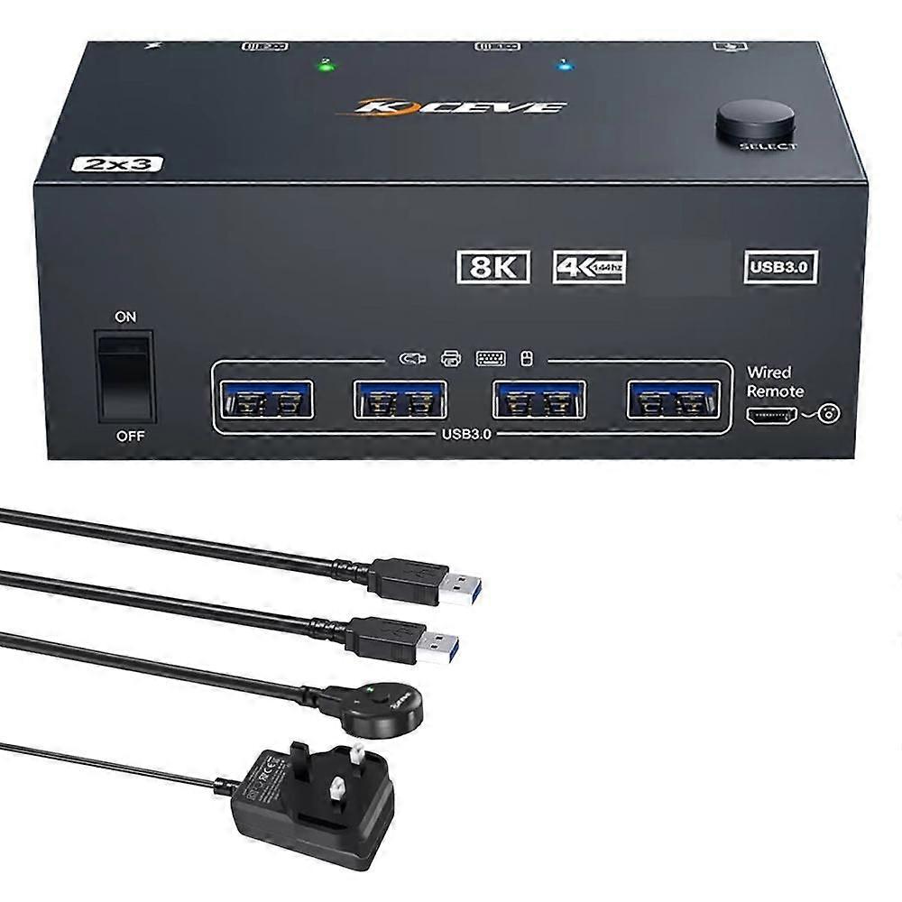 2 In 4 Out 8K 60Hz KVM Switch UK Plug