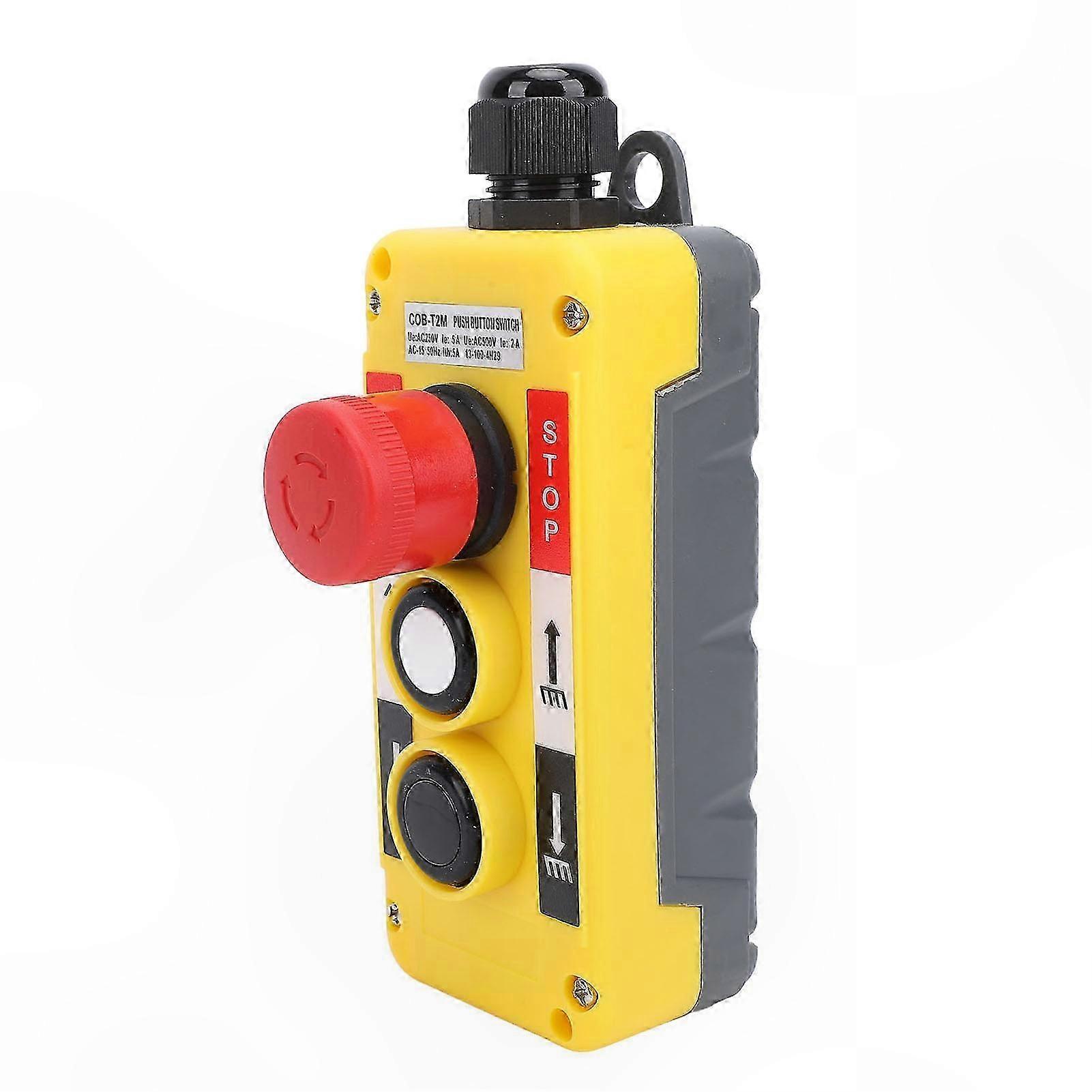 Waterproof Industrial Remote Control with 2 Keys and Emergency Stop Function IP68 Rated Hoist Controller Switch