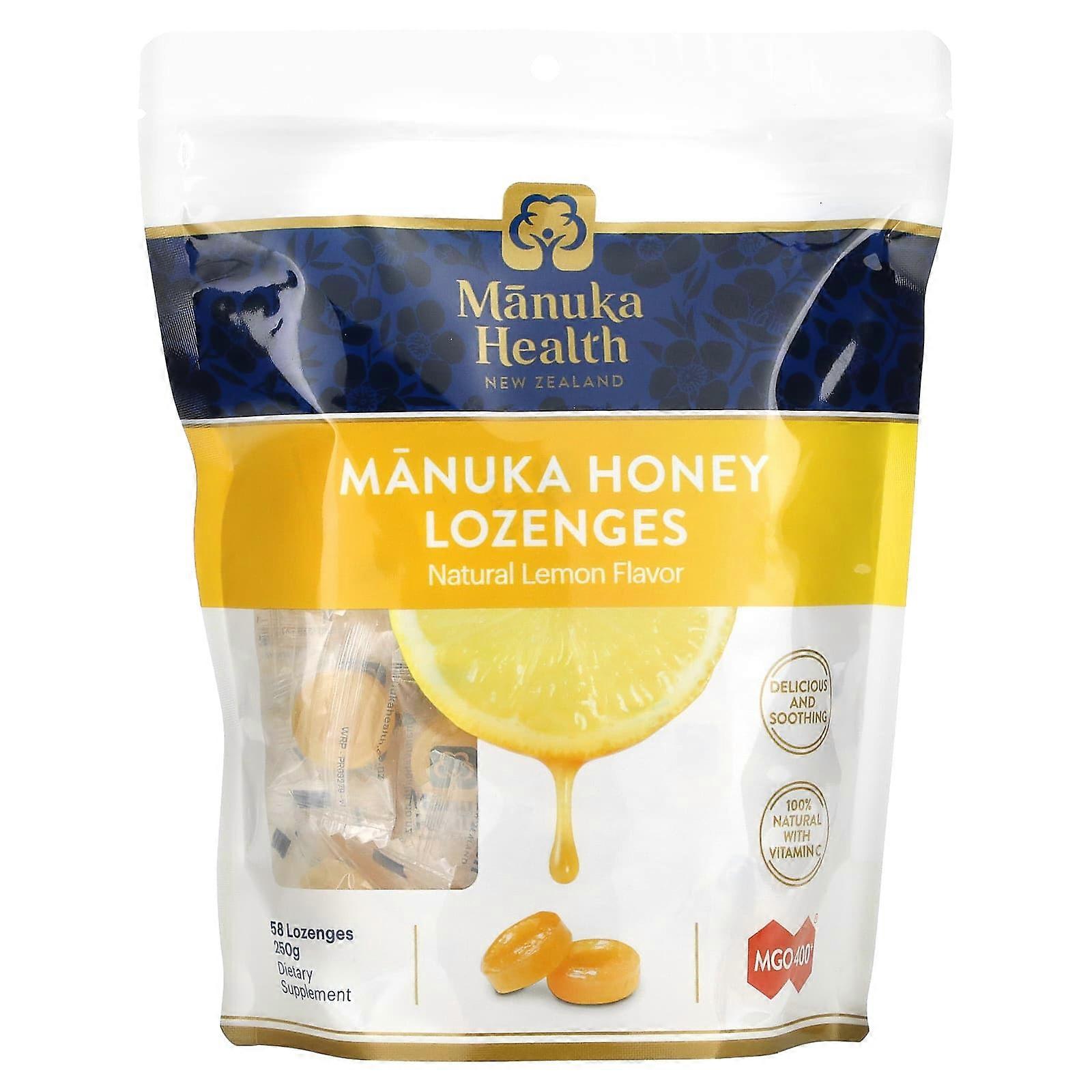 Manuka Honey Lozenges, Natural Lemon, MGO 400+, 58 Lozenges