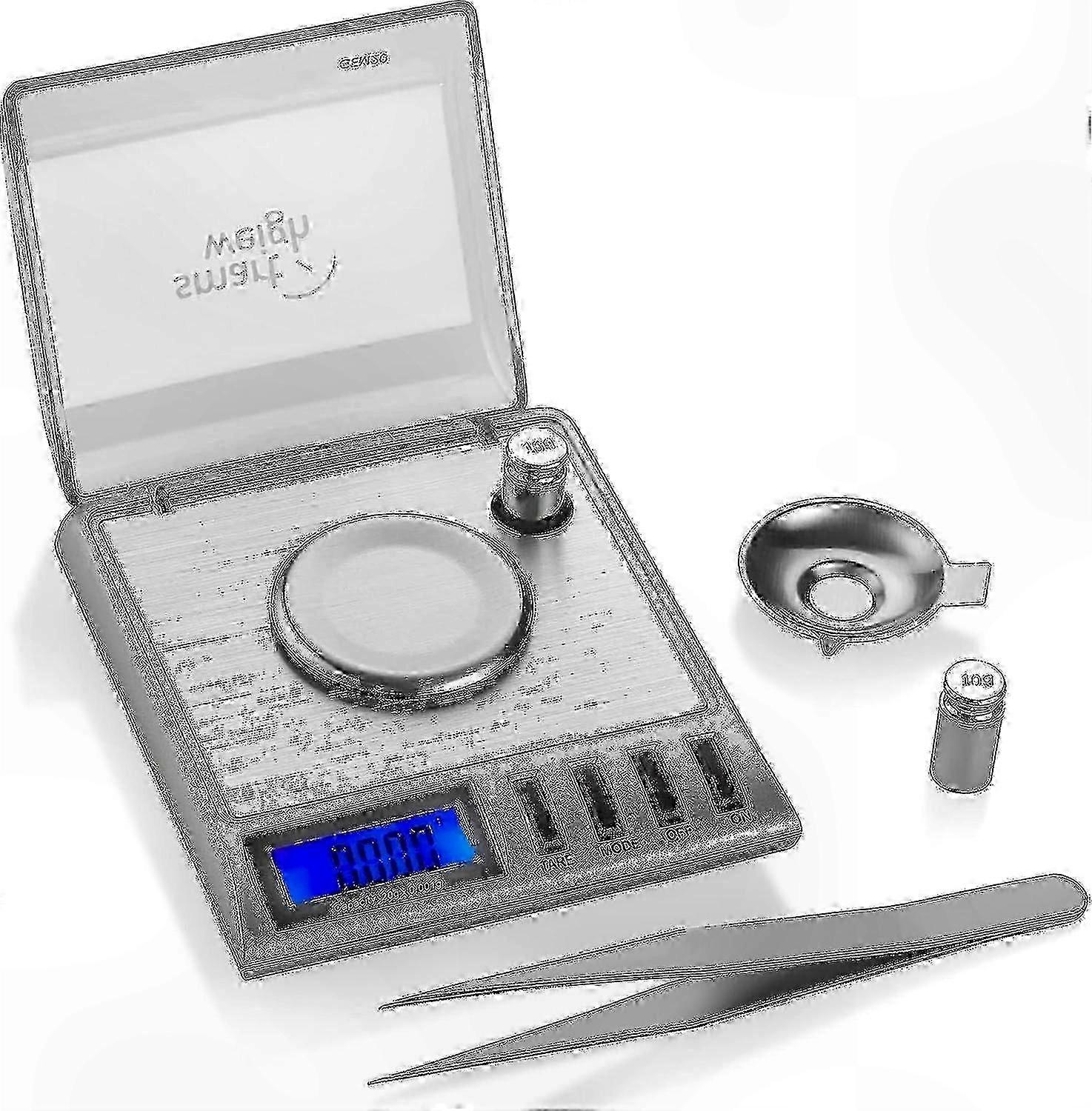 Precision Digital Scale for Jewelry, Gems, and Reloading with Calibration Weights and Tweezers Included