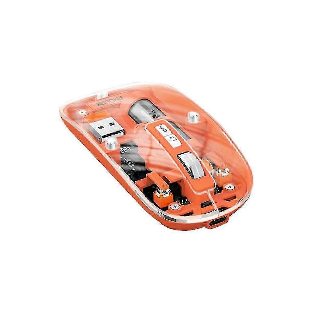 Wireless Mouse Bluetooth 5.1 2.4G Tri-Mode Gaming Mouse Ergonomic Mute Transparent Mouse for PC Laptop Cell Phone E