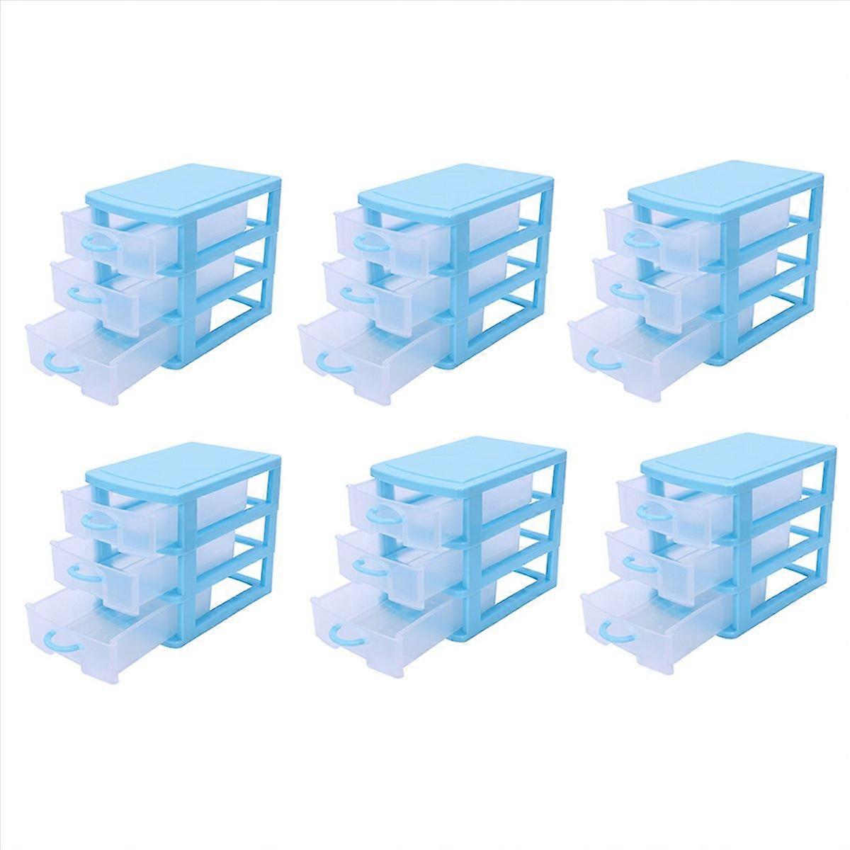 Mini translucent Drawer type plastic Storage Box（Blue 3 Layers）