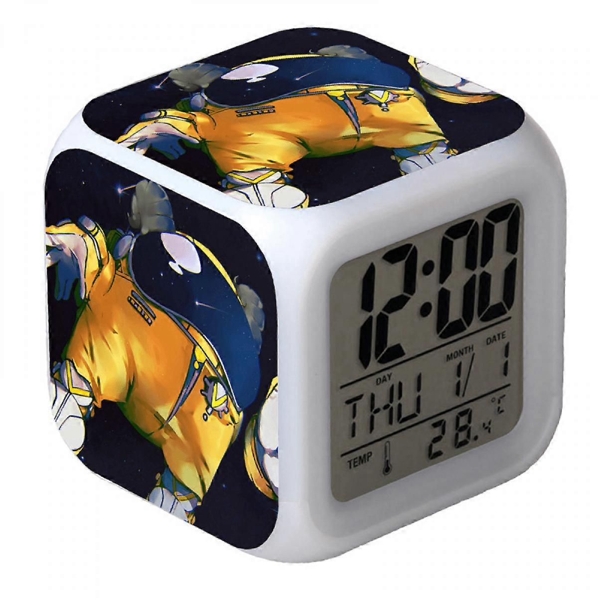 LED Alarm Clock Compatible with Among Us Pattern, Glowing Digital Desk Clock for Kids Adults, Colorful Electronic Table Clock Gift HTNL#404