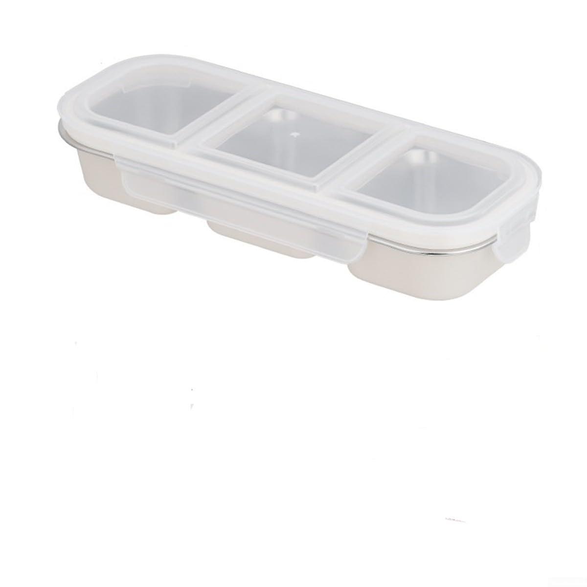 Stainless Steel Snack Container Box Small Lunch Bento Box With Lids 23 Compartment LeakProof For Picnics White