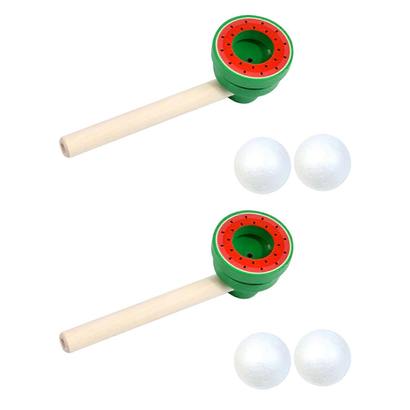 2Pcs Wood Ball Blowing Game Toy For Children Enhancing Fine Motor Skill Learning Breath Training Toy For Lung Capacity Multicolor