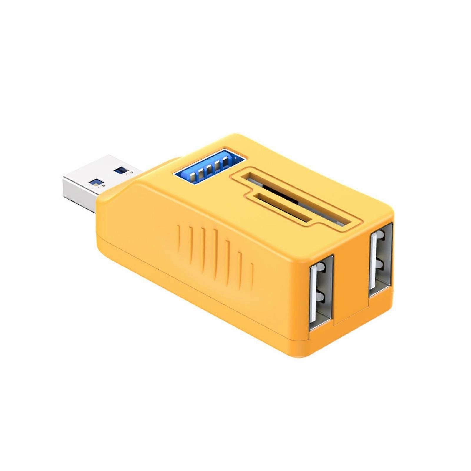5 Port USB3.0/USB2.0+Type C Multifunction Card Reader Adapter USB For Printer Mouse Keyboards Extender Function  yellow