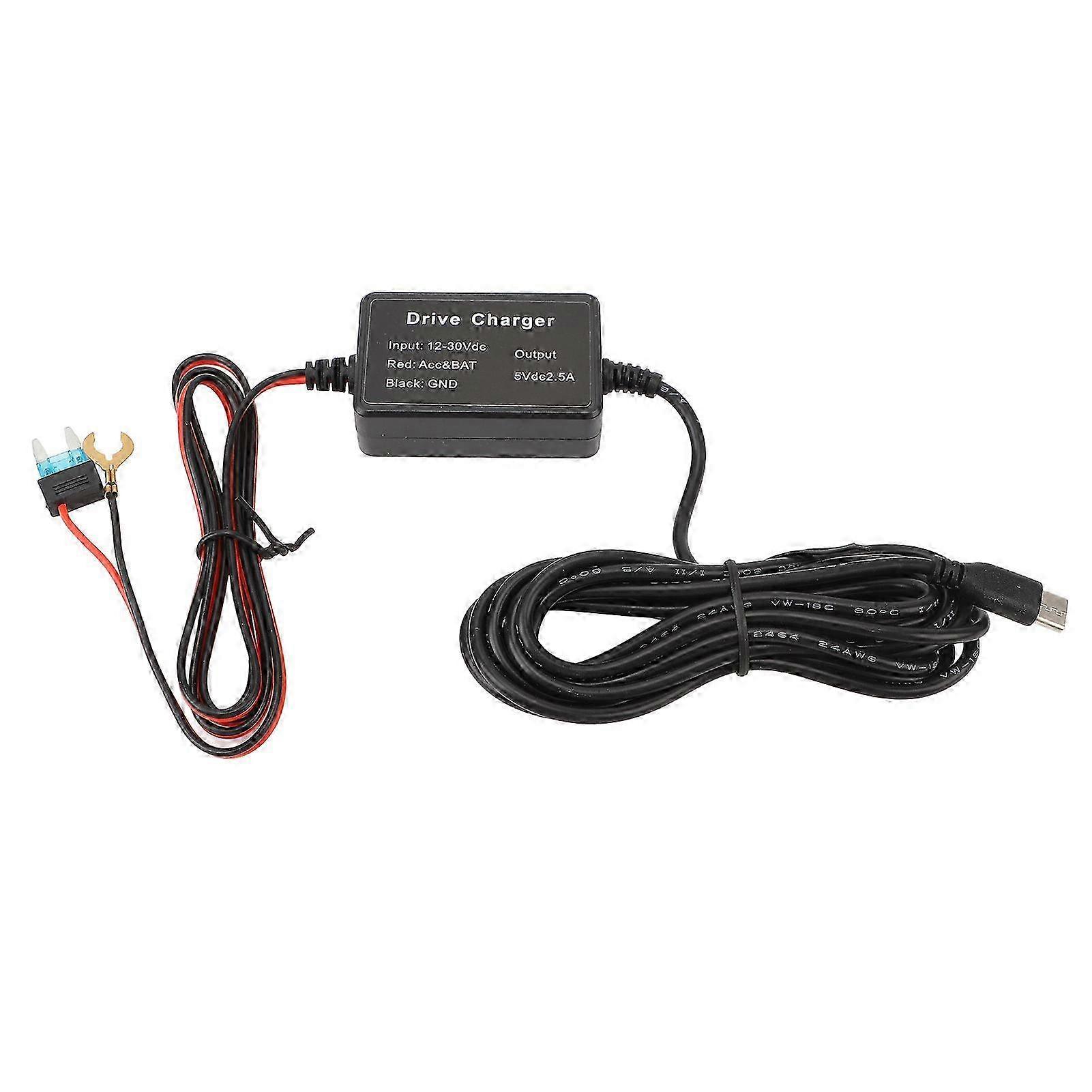 Dash Cam Hardwire Kit 12V-24V to 5V Type-C Stable Power Supply for Mirror Cam, GPS & Radar Detectors