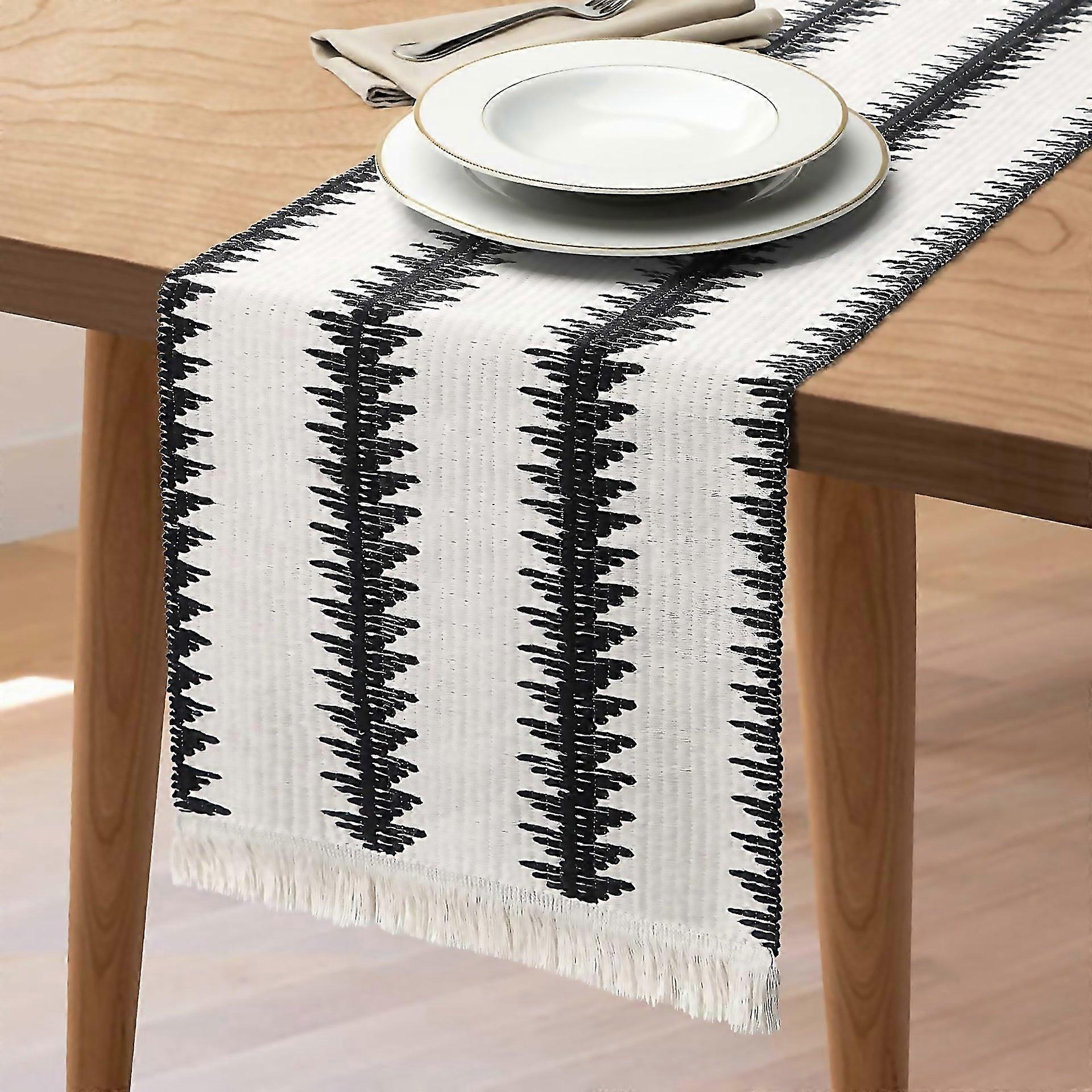 For Macrame Table Runner Splicing Cotton Table Runner Woven Table Cover With Tassels For Wedding Par