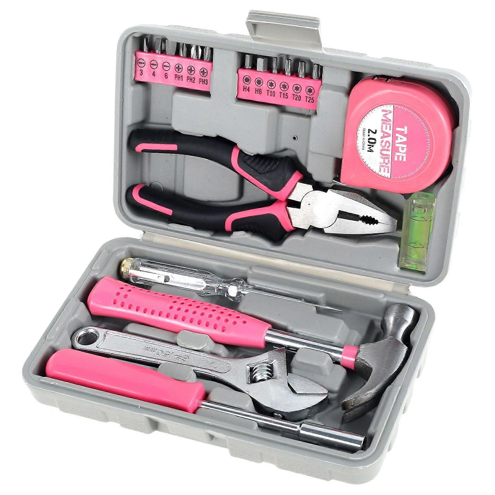 Grusce 19Pcs Household Tool Set, Portable Multi-functional Kit with Pliers, Hammer, Wrench, Screwdrivers for DIY, Home Maintenance