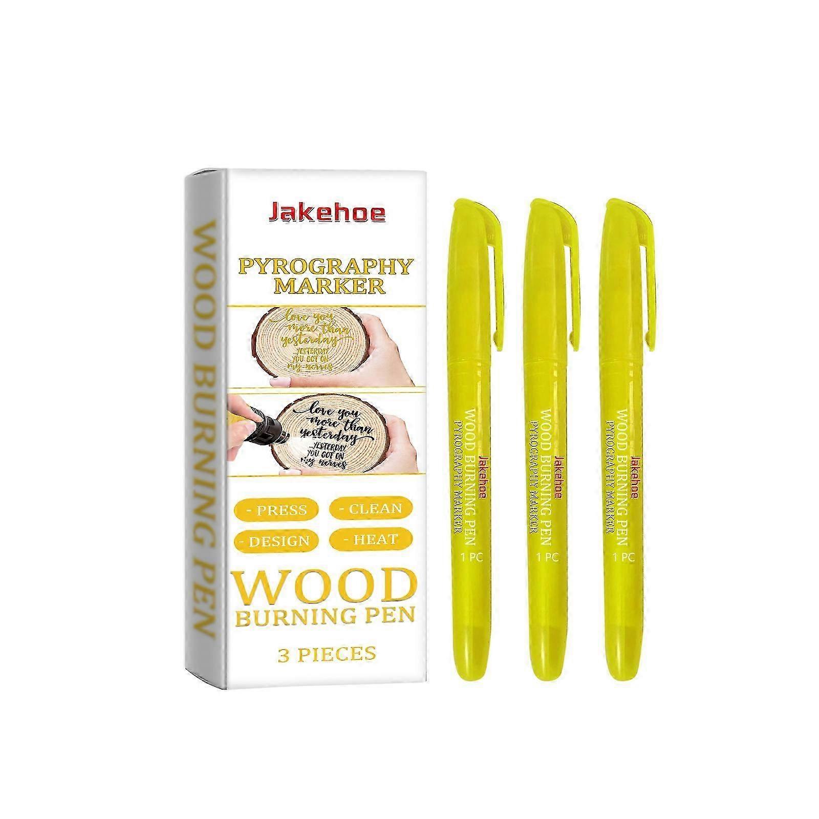 Pyrographic Wood Art Markers Set - 3 Portable Burnishing Pens for Creative Woodworking  Personalization | Easy to Use, Vibrant Colors, Perfect for DI