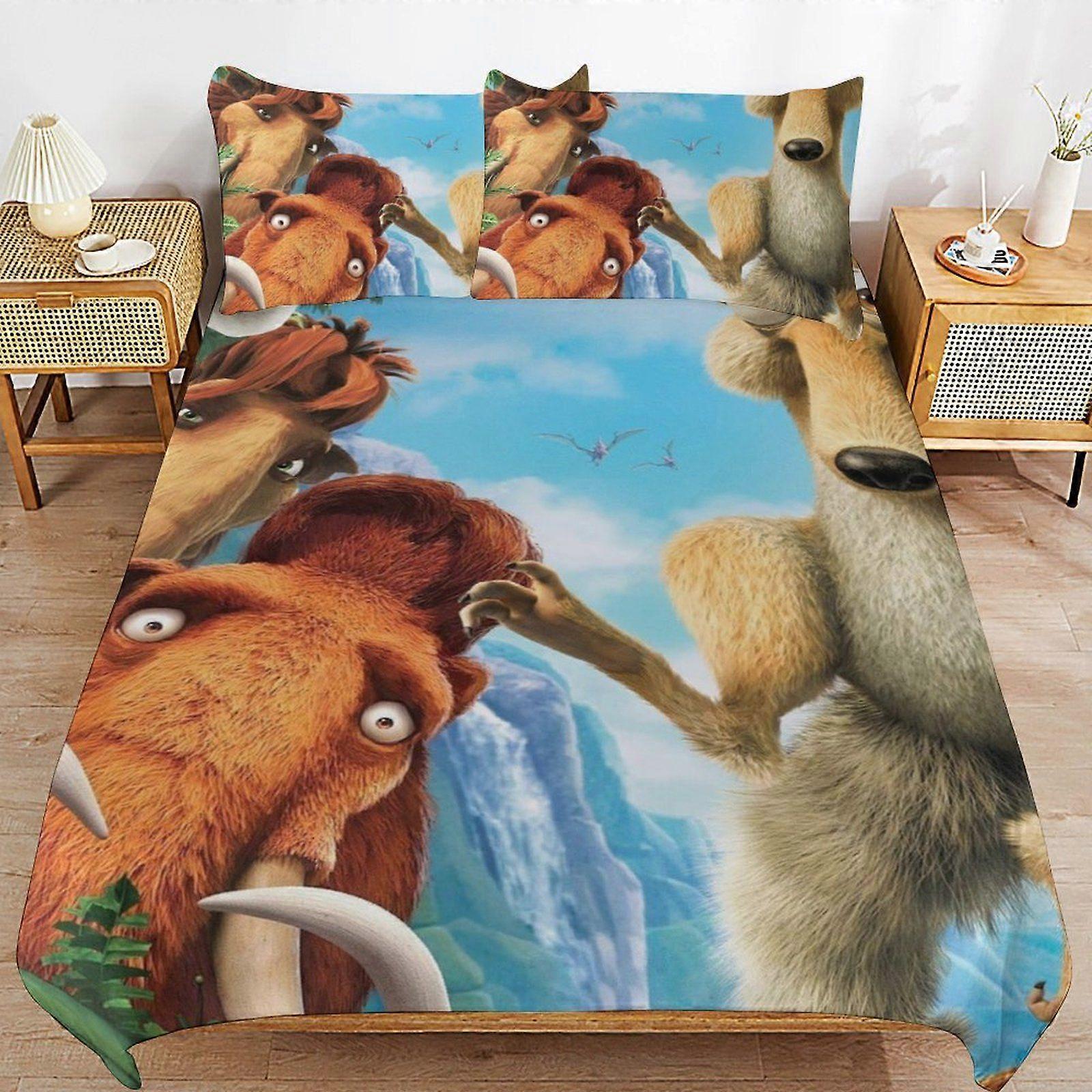 o568 Ice Age Premium Fabric Design Soft Feel Easy Zipper Closure Durable Duvet Cover Sets for Restful Nights d568