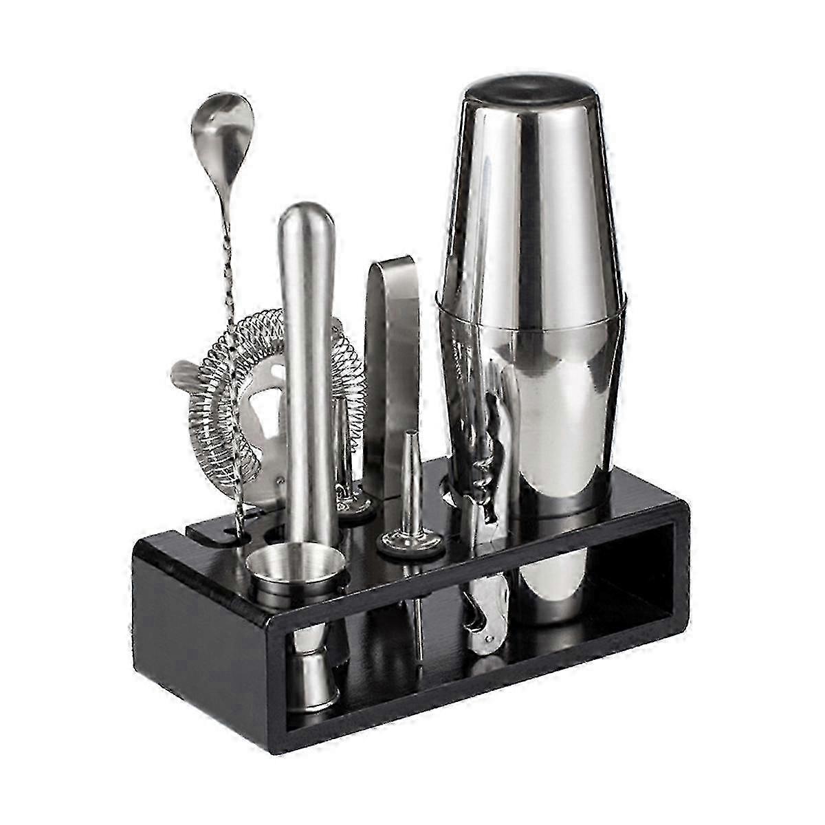 Professional Bartending Cocktail Shaker Set with Stand - Complete Mixology Tools Kit