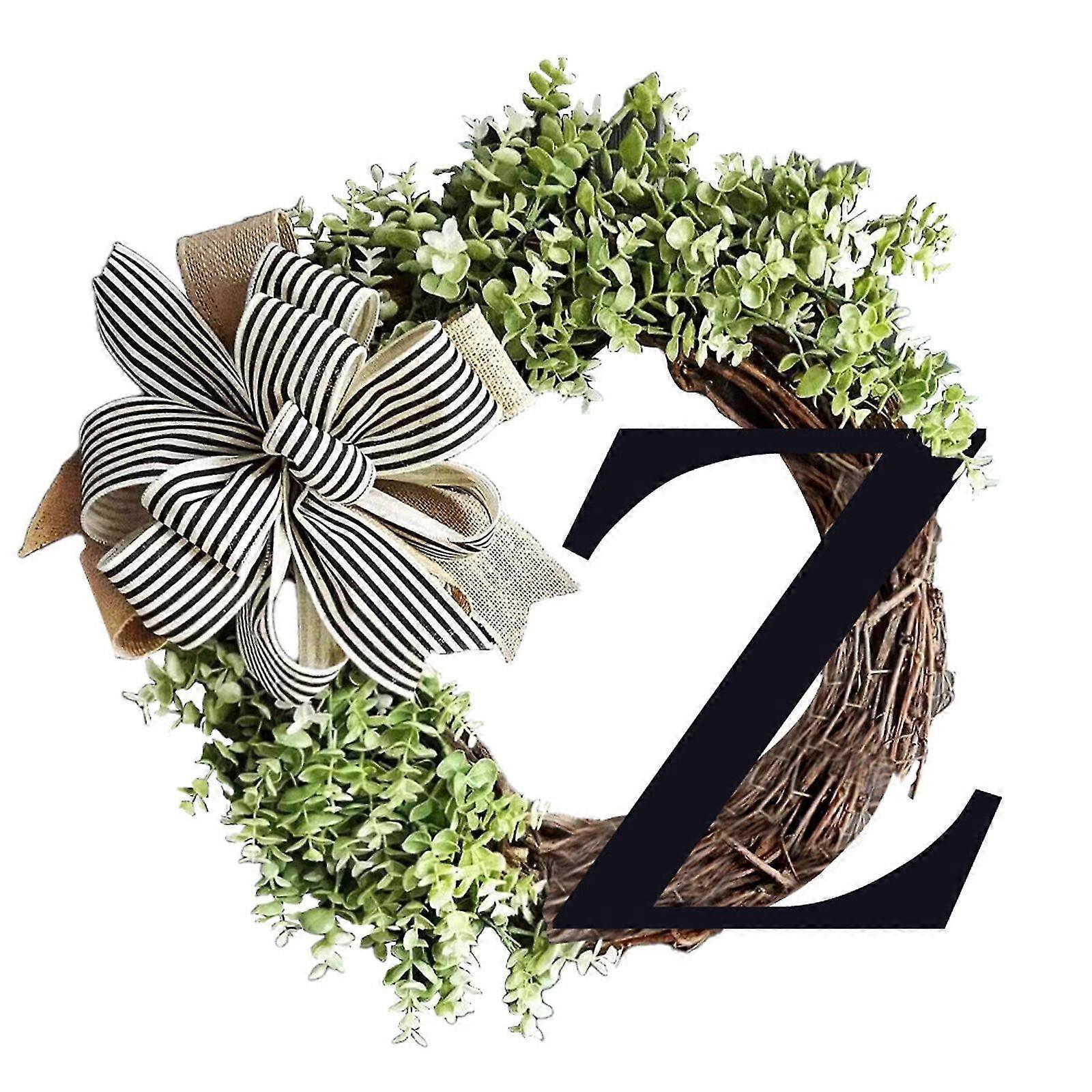 New Unique Last Name Year Round Front Door Wreath With Bow, 26 A-z Letter Farmhouse Wreath