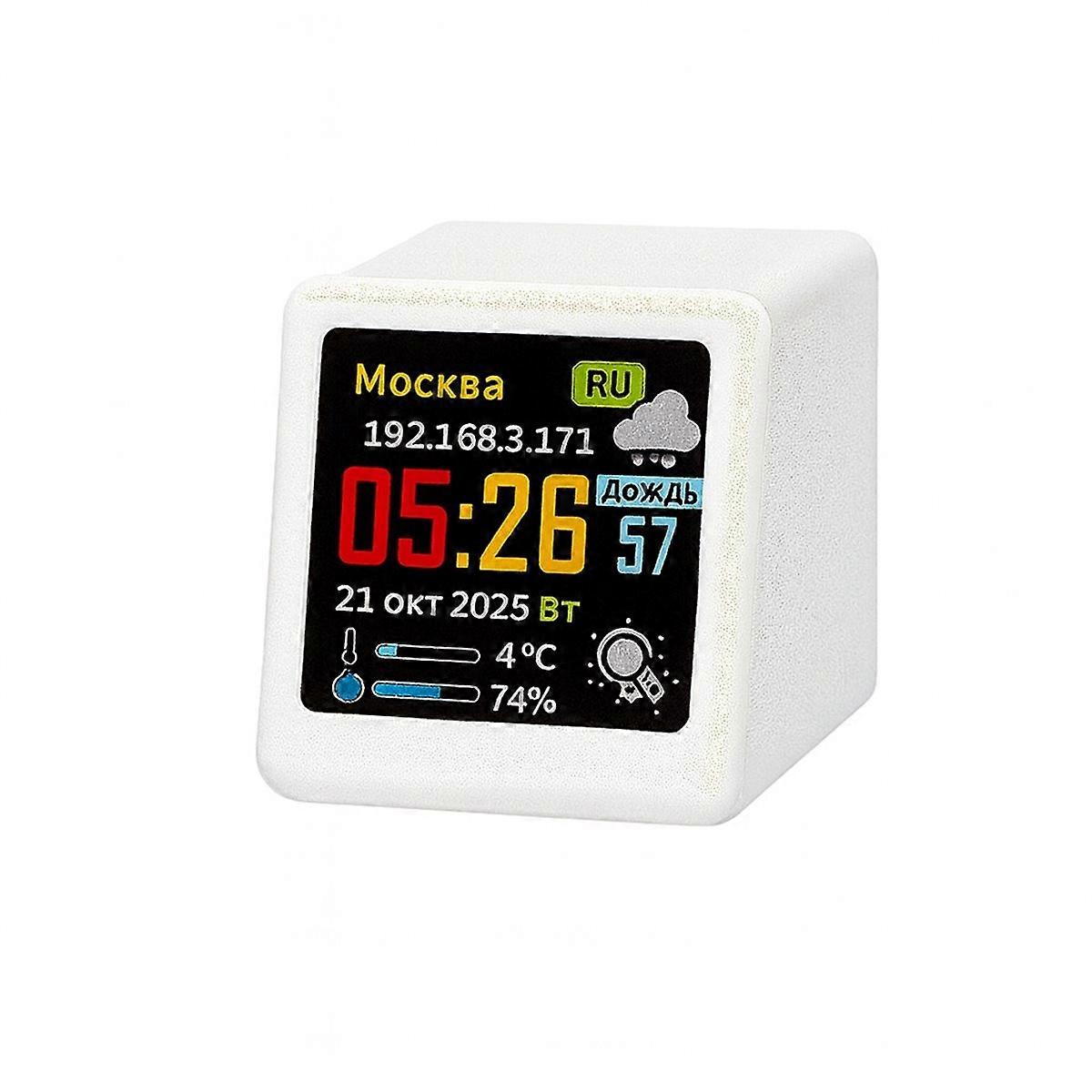 Mini Russian WiFi Desktop Weather Clock White