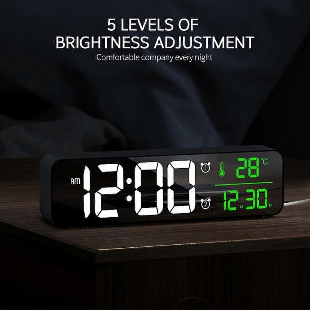 Prettyui Digital Bedside Clock with 40 Alarm Sounds, Big LED & Temp Display, USB Charging Port, Compatible with Bedroom, Office & Travel
