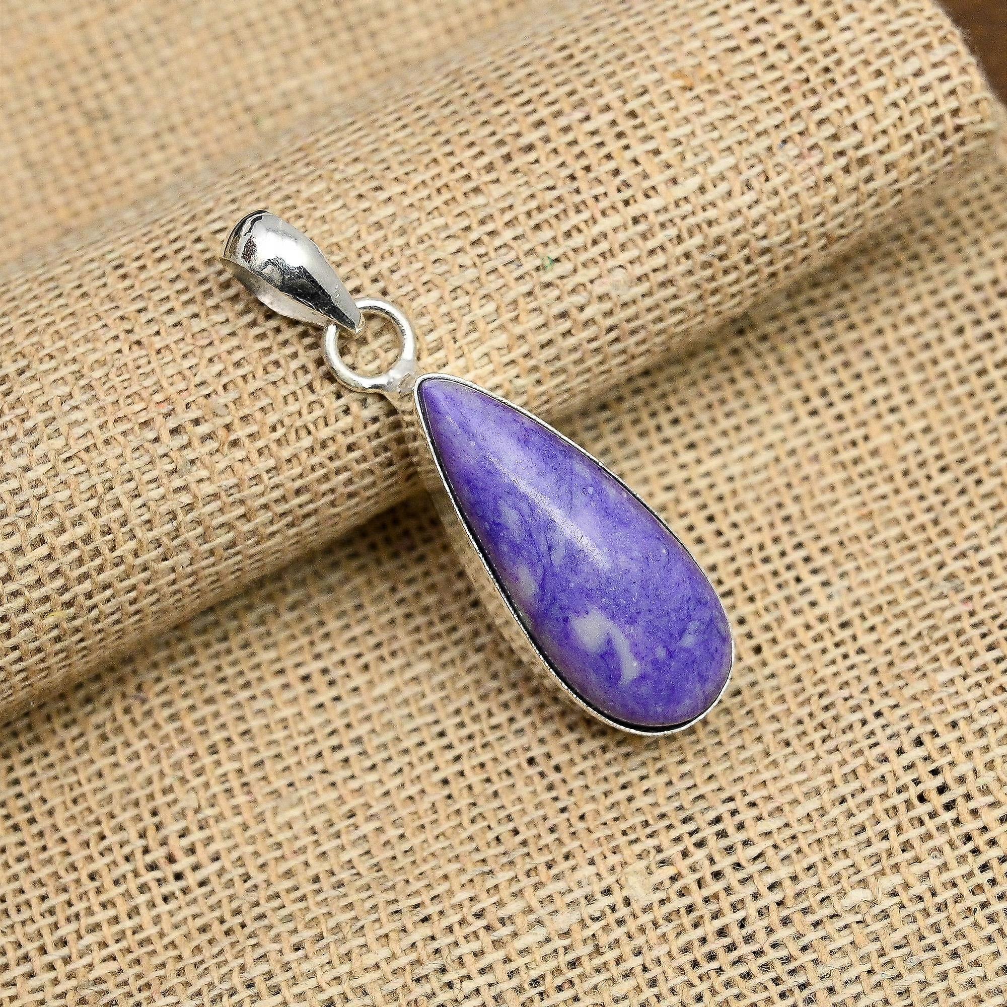 Gioielli in argento sterling 925 fatti a mano con pietra preziosa Charoite per le donne