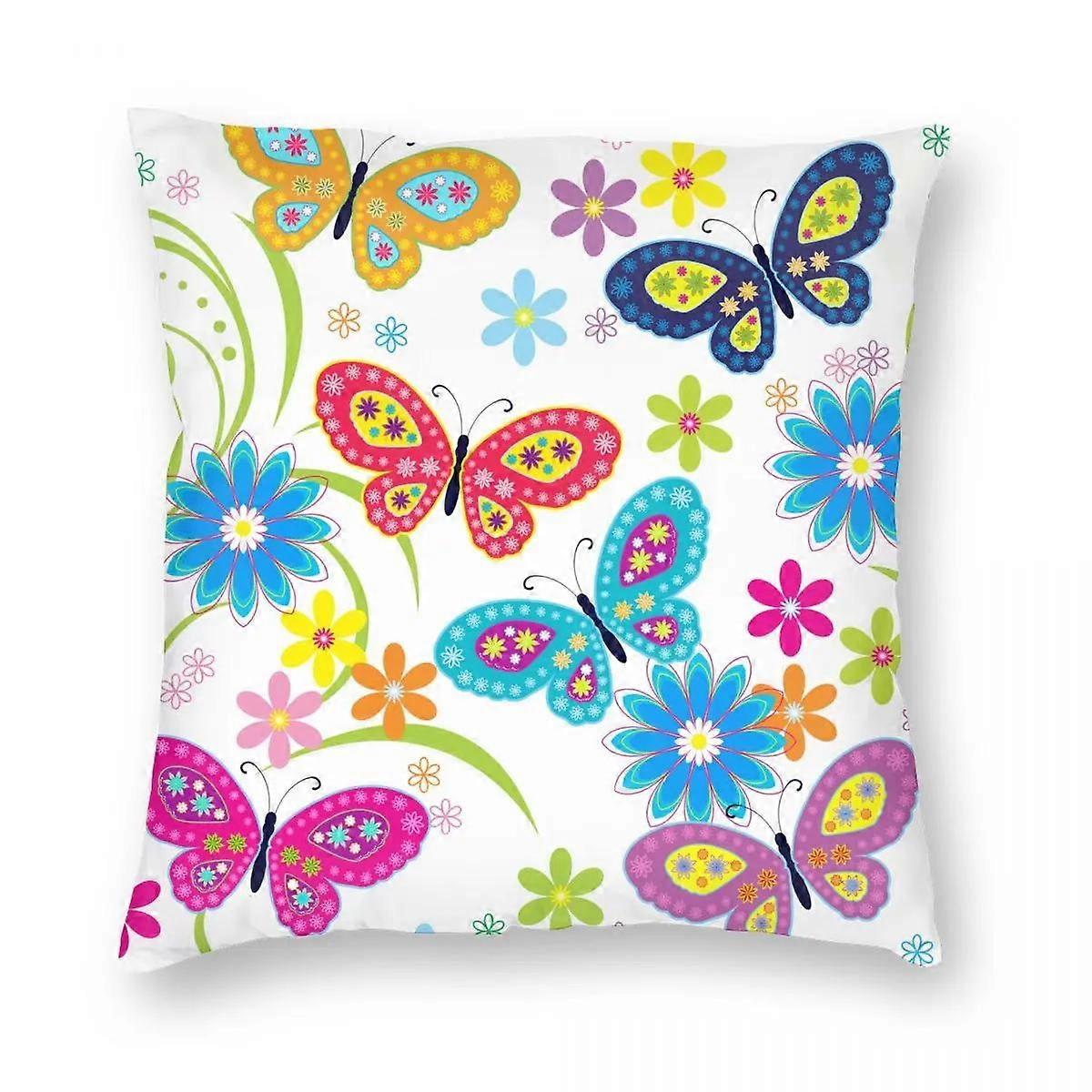 Butterfly Pattern Pillowcase Soft Polyester Cushion Cover Decorative Colorful Butterflies Throw Pillow Case Cover Home