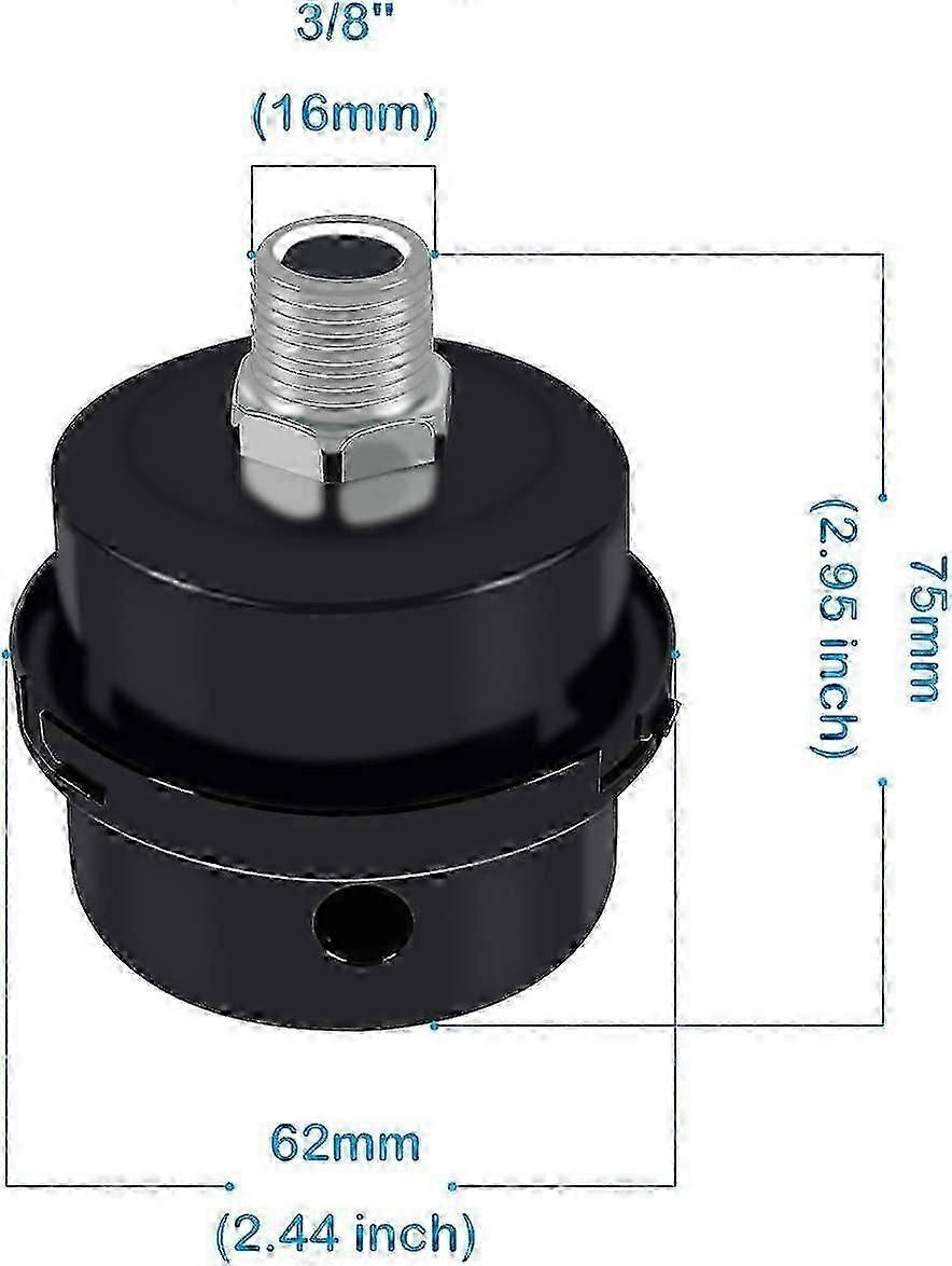 Luftkompressor lyddemper, metall lyddemper sugefilter lyddemper lyddemperluftkompressor filter reservedeler, luftkompressor lyddemper tilbehør med 3/8" (3