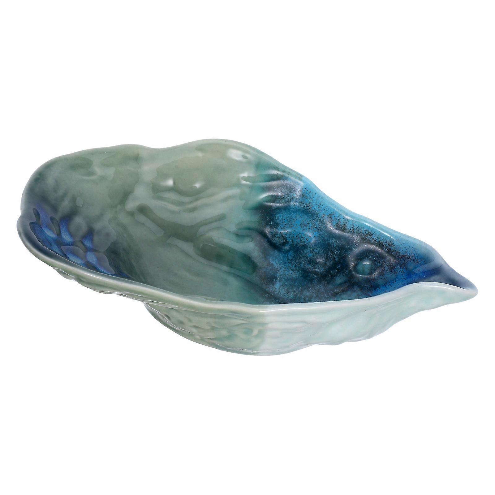 Fruit Salad Serving Ceramic Dish Oyster Shell Shape Multi Color