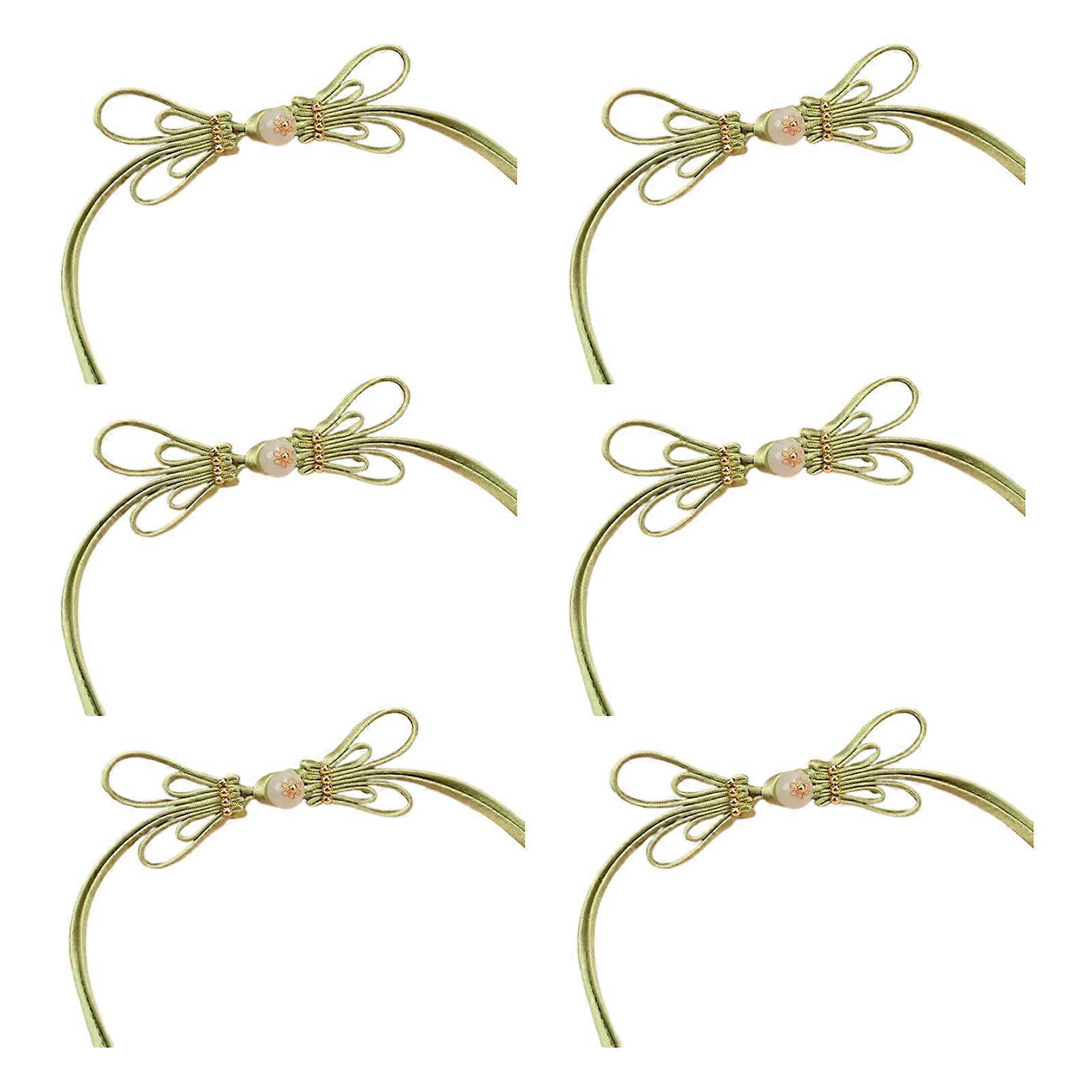 6Pcs Satins Butterfly Clasps With Reinforced Structure And Resin Beads Craft Accessory For Costume And DIY Projects  moonl green