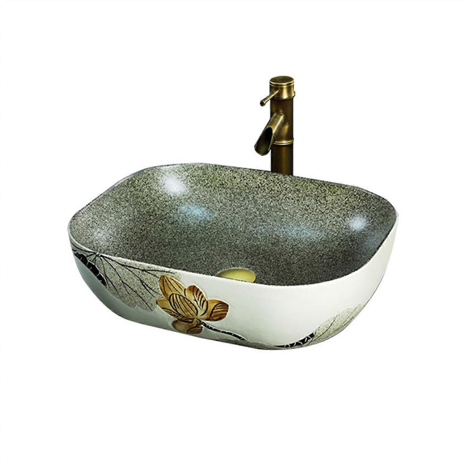 Ceramic Bathroom Sink Countertop Basin with AntiSplash Design for Retro Vanity Lavatory
