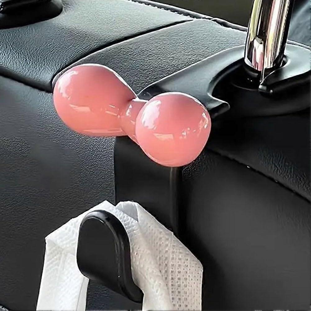 Car Headrest Hooks with Decorative Bow for Hanging Bags and Umbrellas, BlackPink, Set of 2